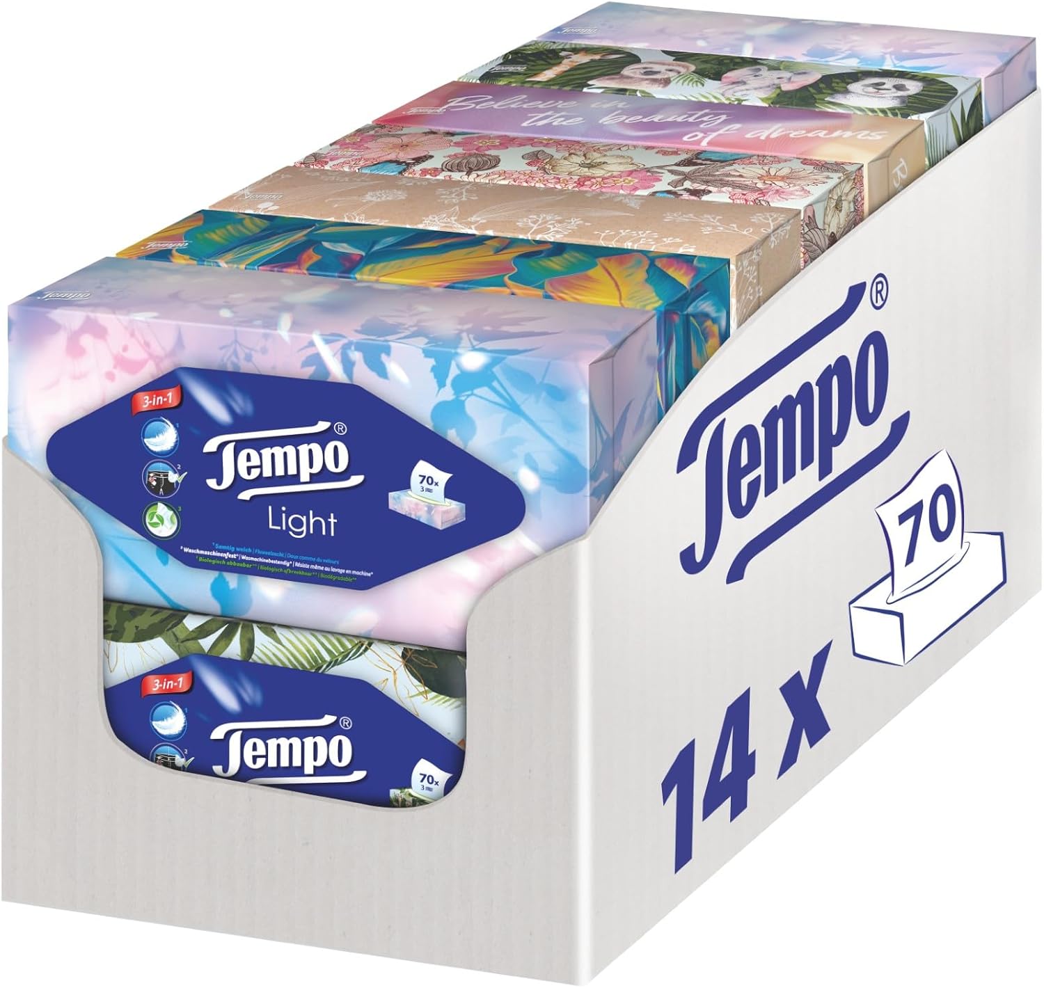 Thumbnail 1 de Tempo Light Box Megapack – 14 Boxen, 70 Tücher je Box, 3-lagig, waschmaschinenfest
