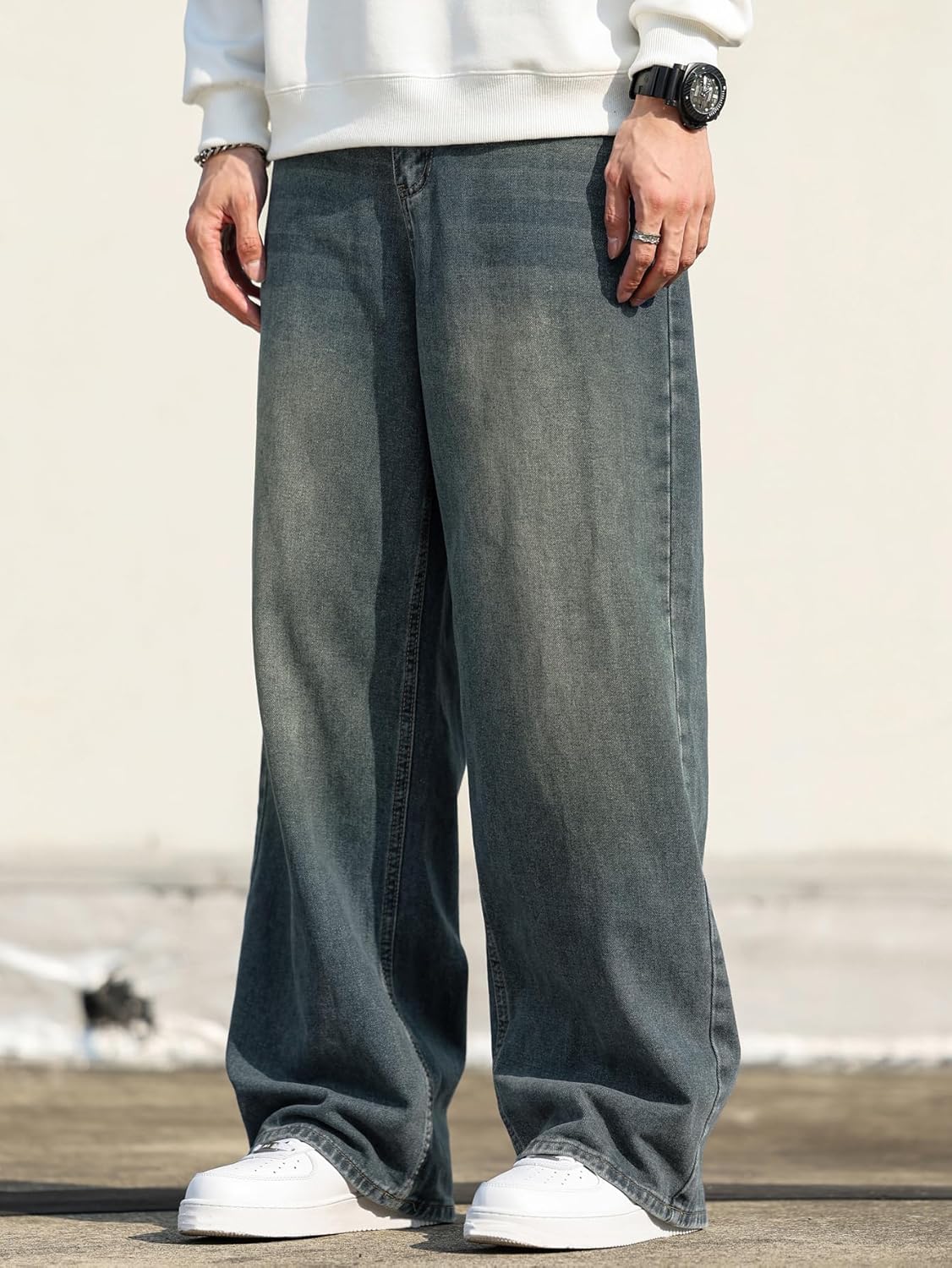 Thumbnail 4 de Baggy Jeans Herren mit unregelmäßiger Naht im Y2K/Skater-Style – Zewool
