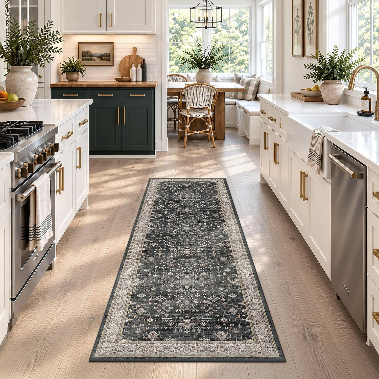 Detalle de Hazo Haus 2 x 6-inch Boho runner rug, non-slip 🏠
