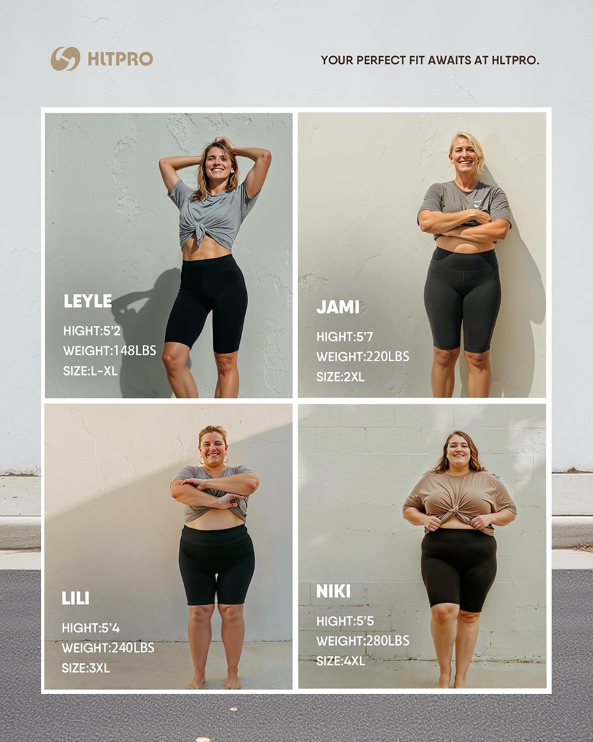 Detalle 1 de HLTPRO 3-Pack Plus Size Biker Shorts, High Waist, Pocket and Inseam Options