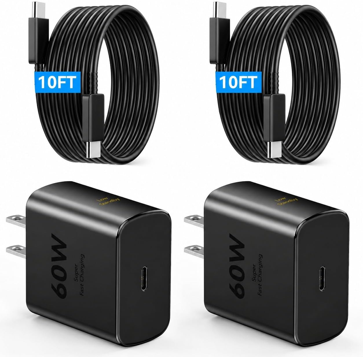 Detalle de 60W Super Fast Charger USB C with 10ft Cable for Samsung Galaxy S22-S26 Series