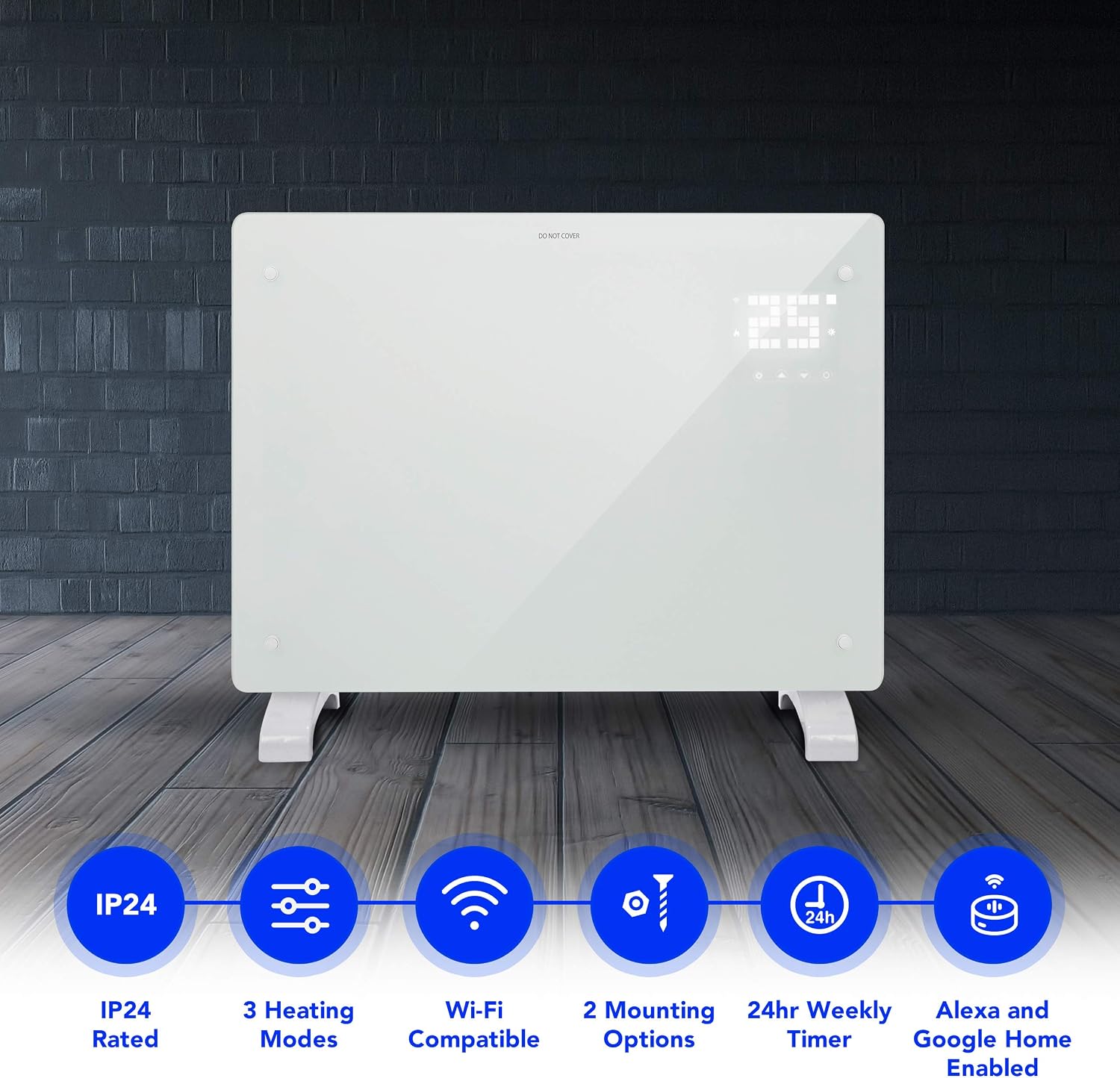 Detalle 2 de Devola DVPW1500WH Smart Glass Panel Heater 1500W