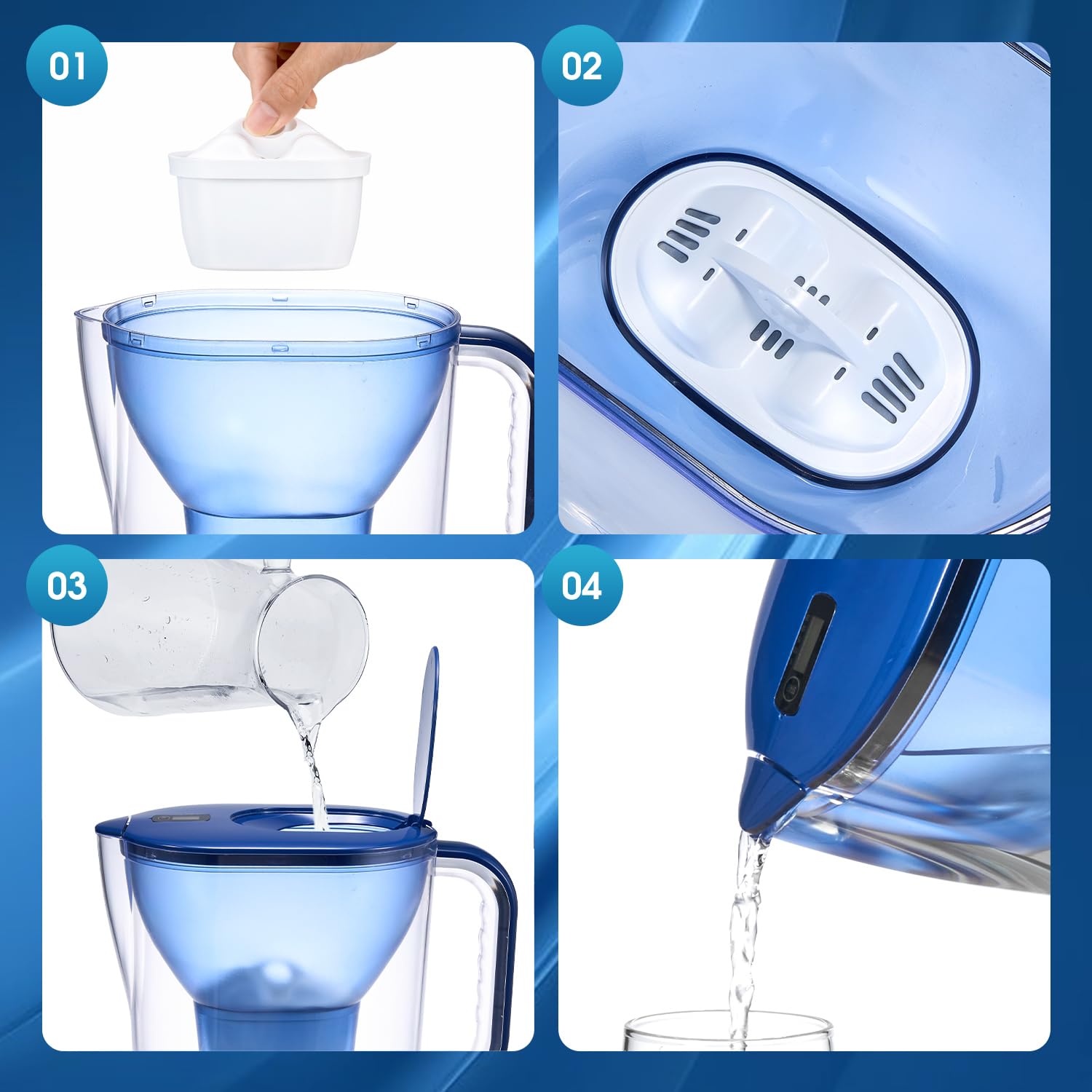 Thumbnail 2 de Watus 1H1X waterfilterkan 3,8 liter, blauw, met actieve-koolfilter
