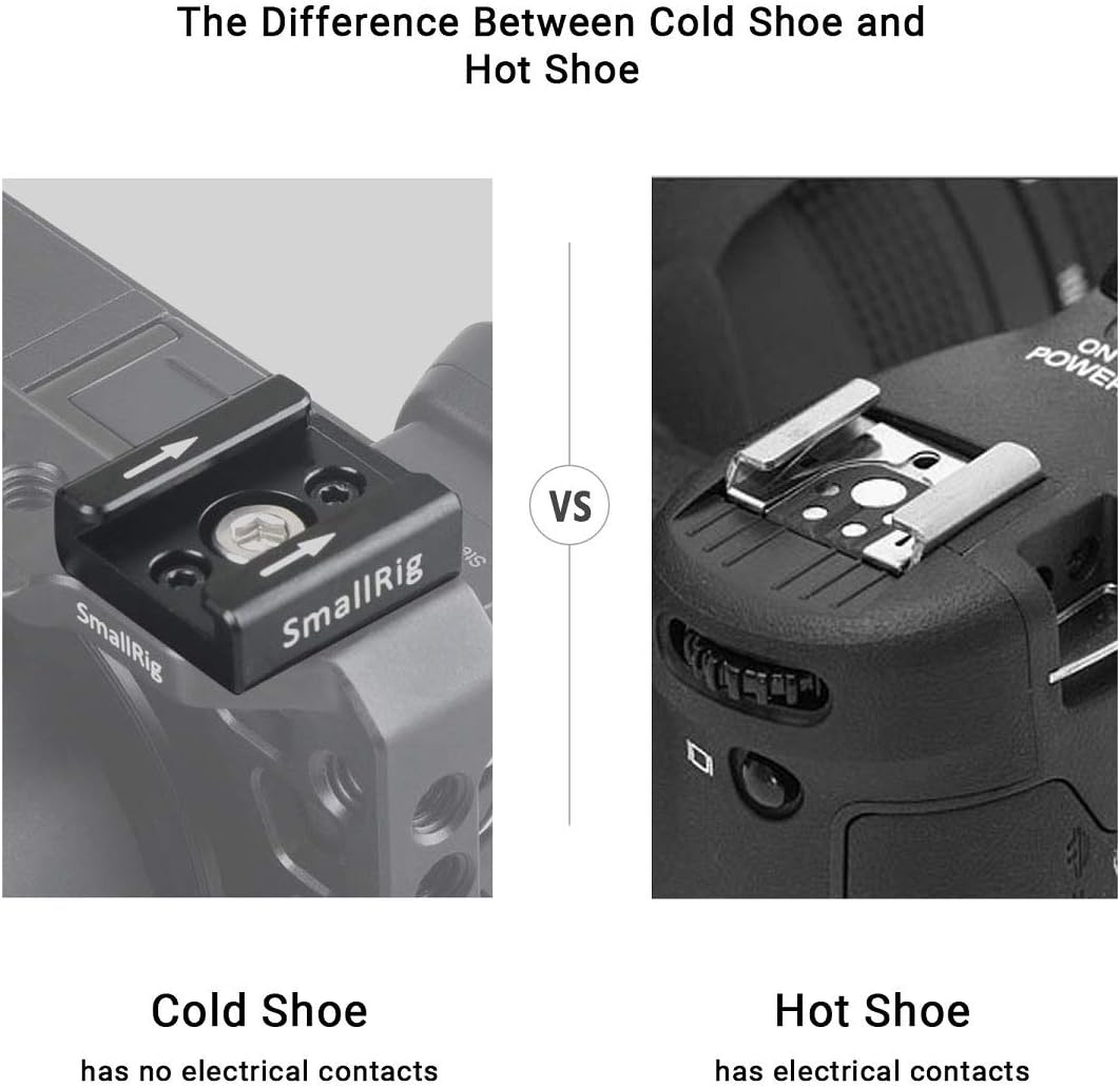 Detalle de SMALLRIG 1241 adaptateur cold shoe froid avec vis 1/4-20 et fixations M2,5 pour DSLR, LED, EVF