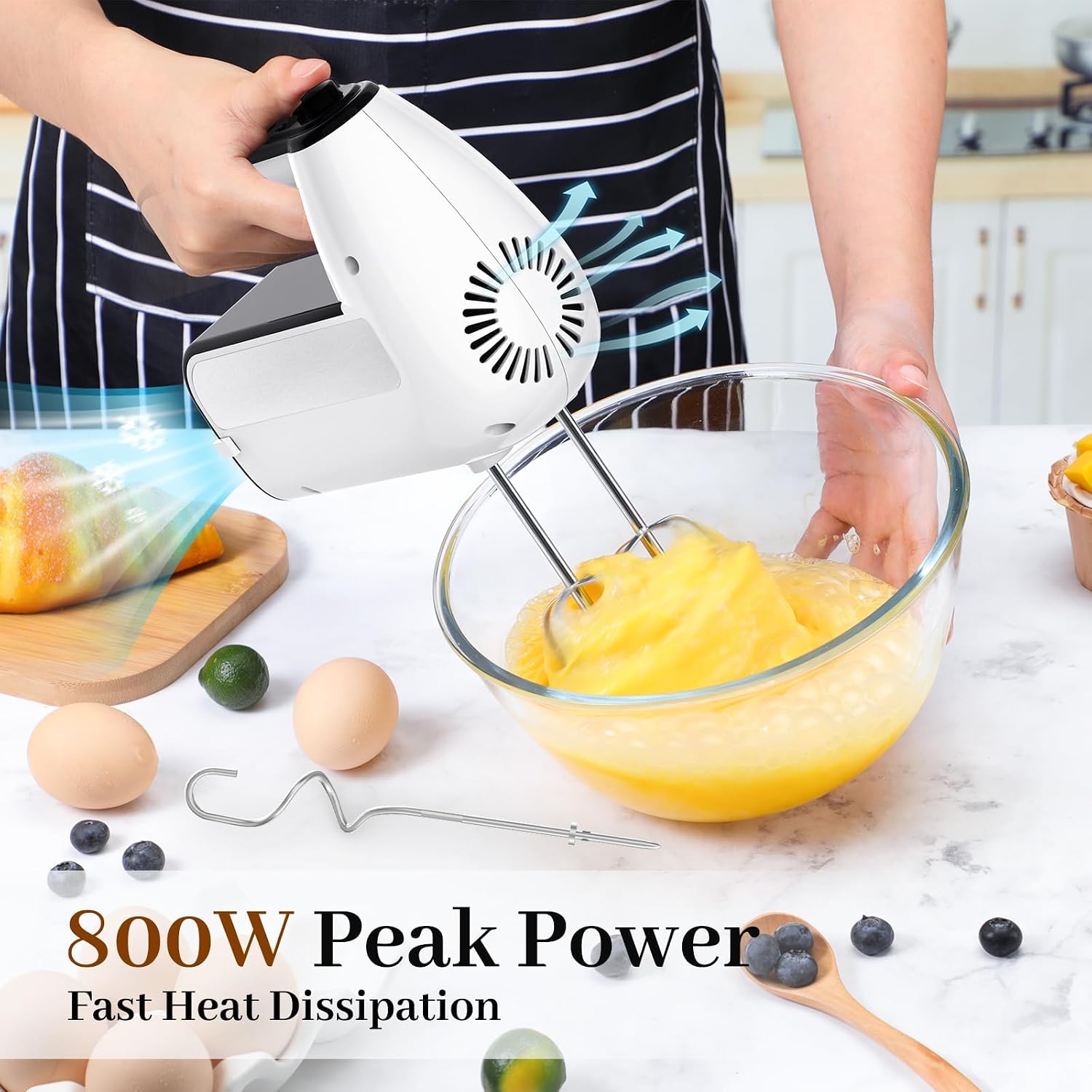 Detalle 2 de 800W 5-Speed Electric Hand Mixer with 5 Attachments 🎂