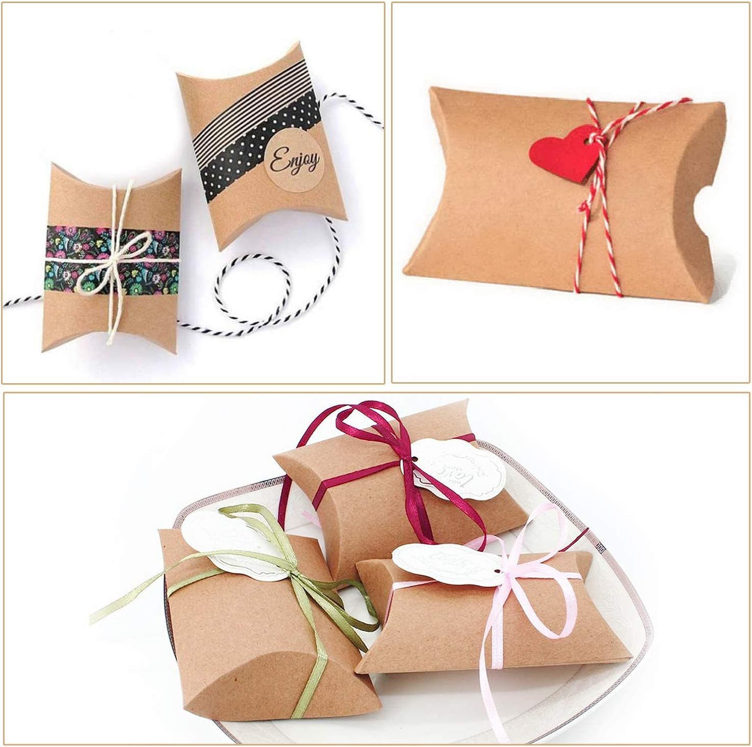 Thumbnail 5 de VEESUN 120er Set Mini-Geschenkschachteln aus Kraftpapier, 6×9 cm (DIY, mehrweg) mit „Danke“-Aufklebern