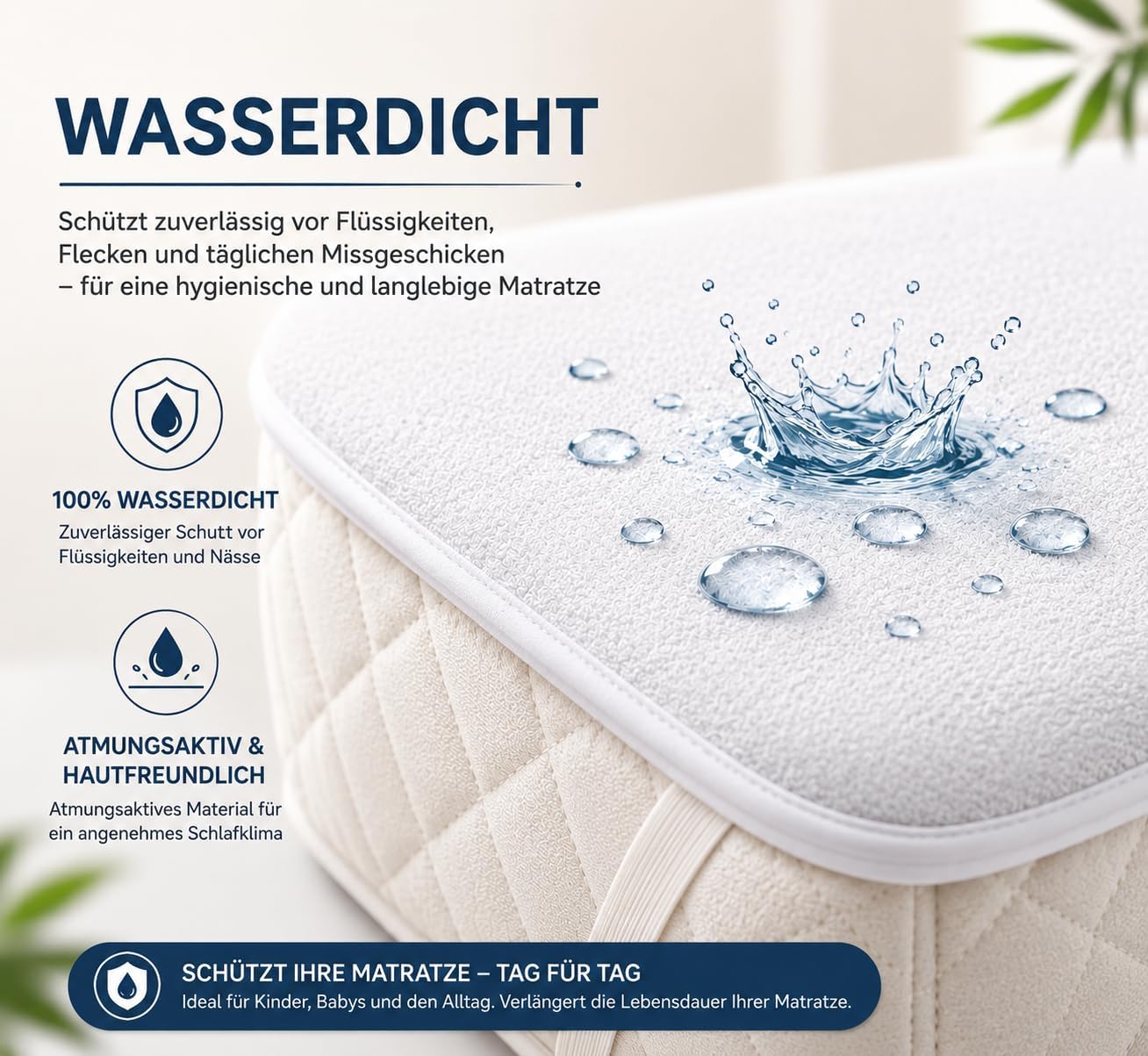 Detalle de Flyideas wasserdichter Matratzenschoner fürs Babybett 80x160 cm (2er-Set) mit Bambus-Zertifizierung