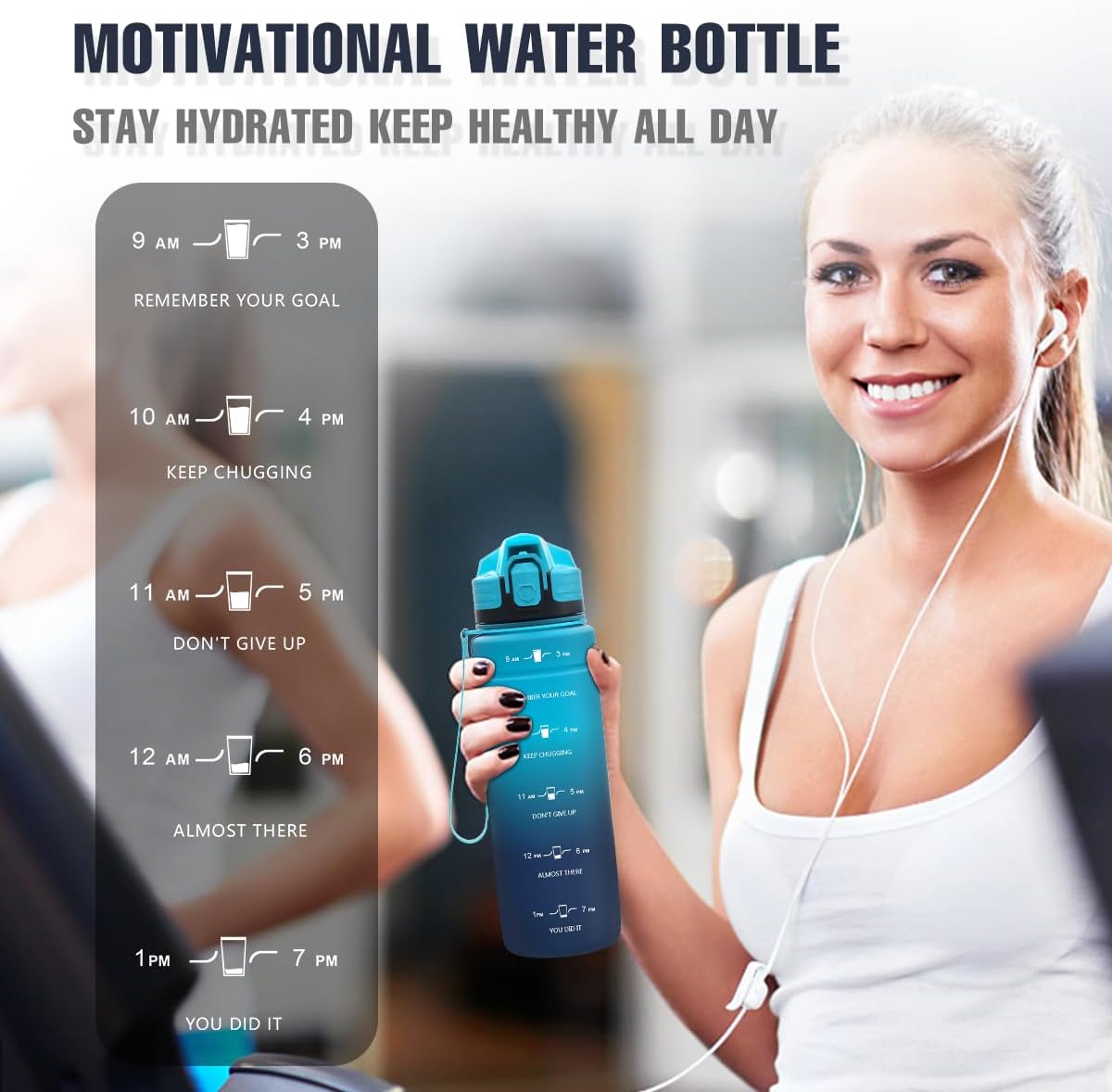 Thumbnail 6 de Expansea Trinkflasche 1L/500ml/700ml/1500ml – BPA-frei, Tritan, zeitmarkierte Wasserzufuhr, auslaufsicher