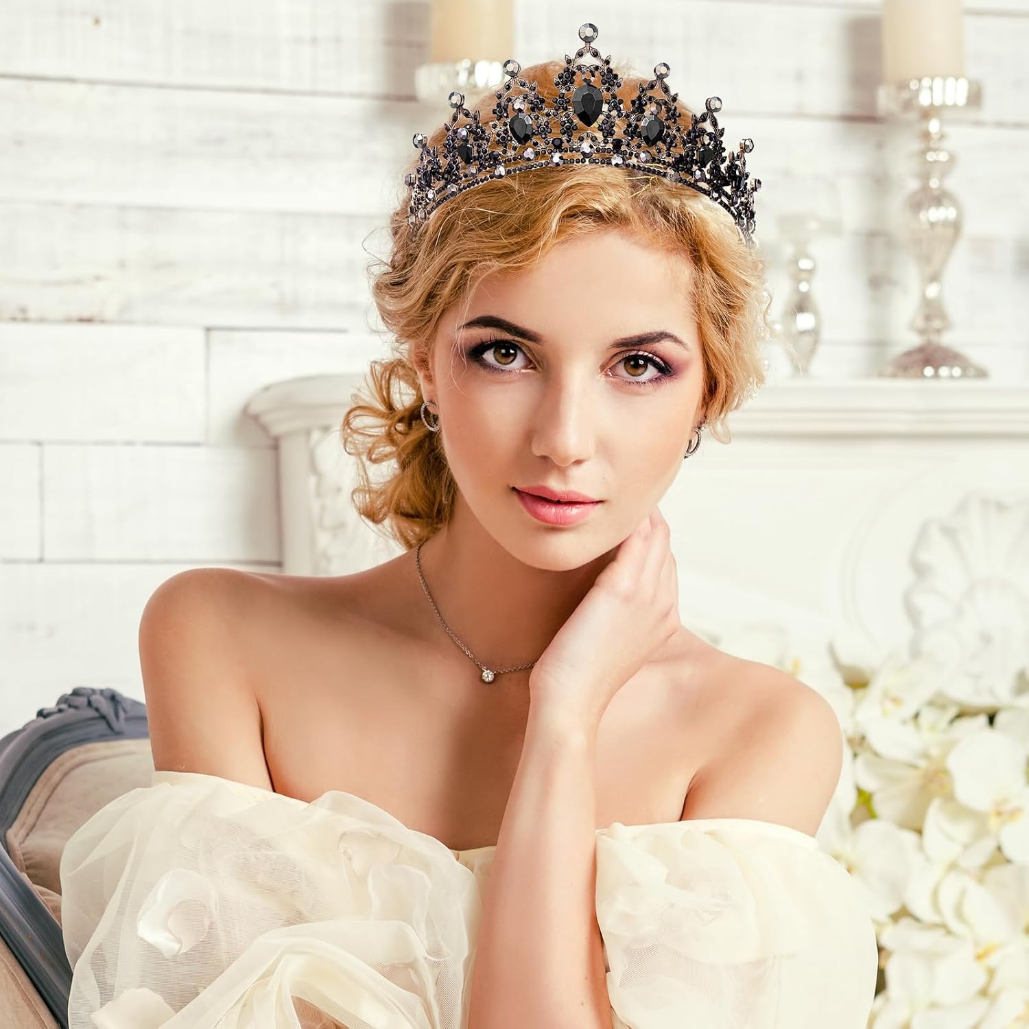 Detalle 2 de HuaMuDM Kristallkrone Diadem 5 cm