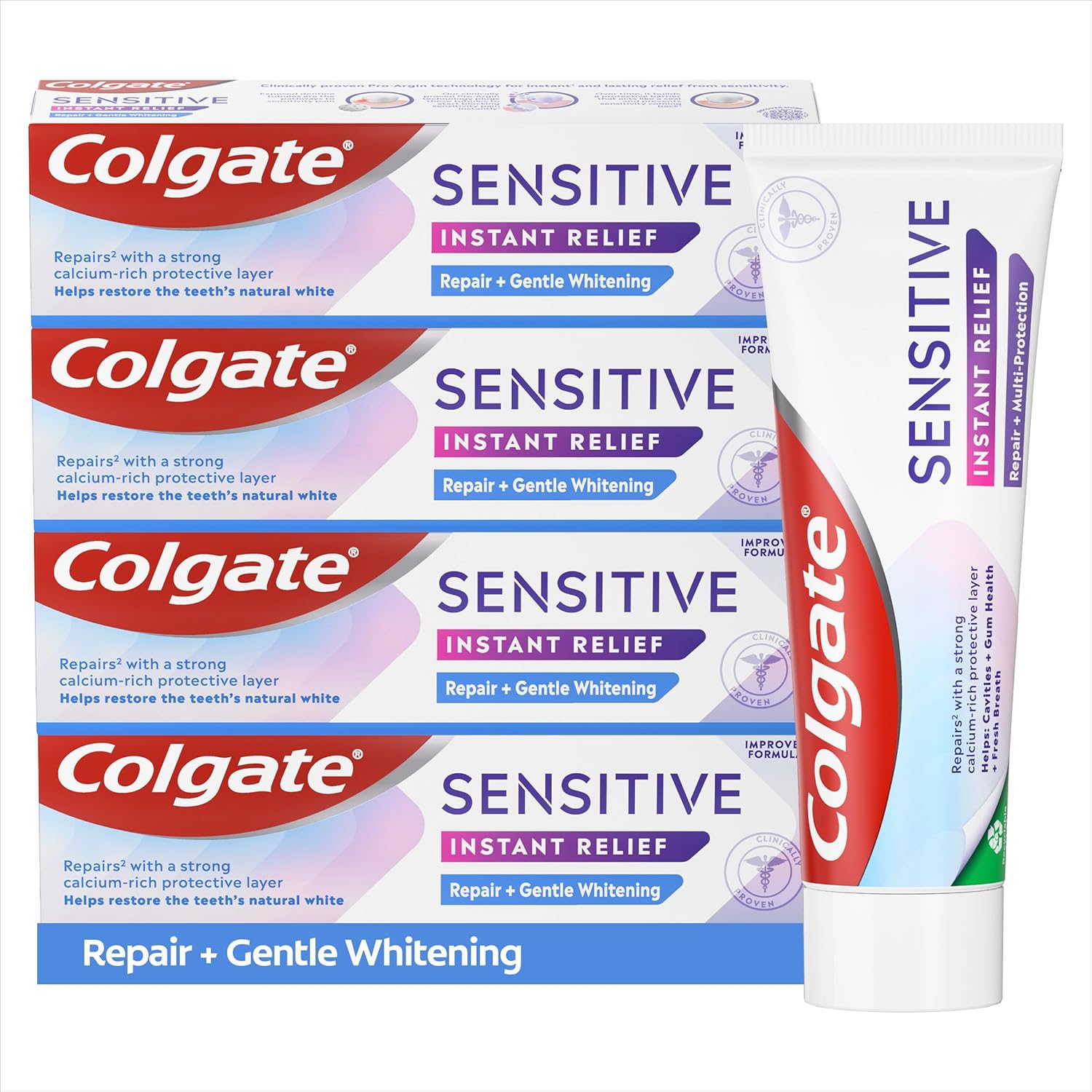 Detalle de Colgate Sensitive Instant Relief Toothpaste 4-pack 🪥