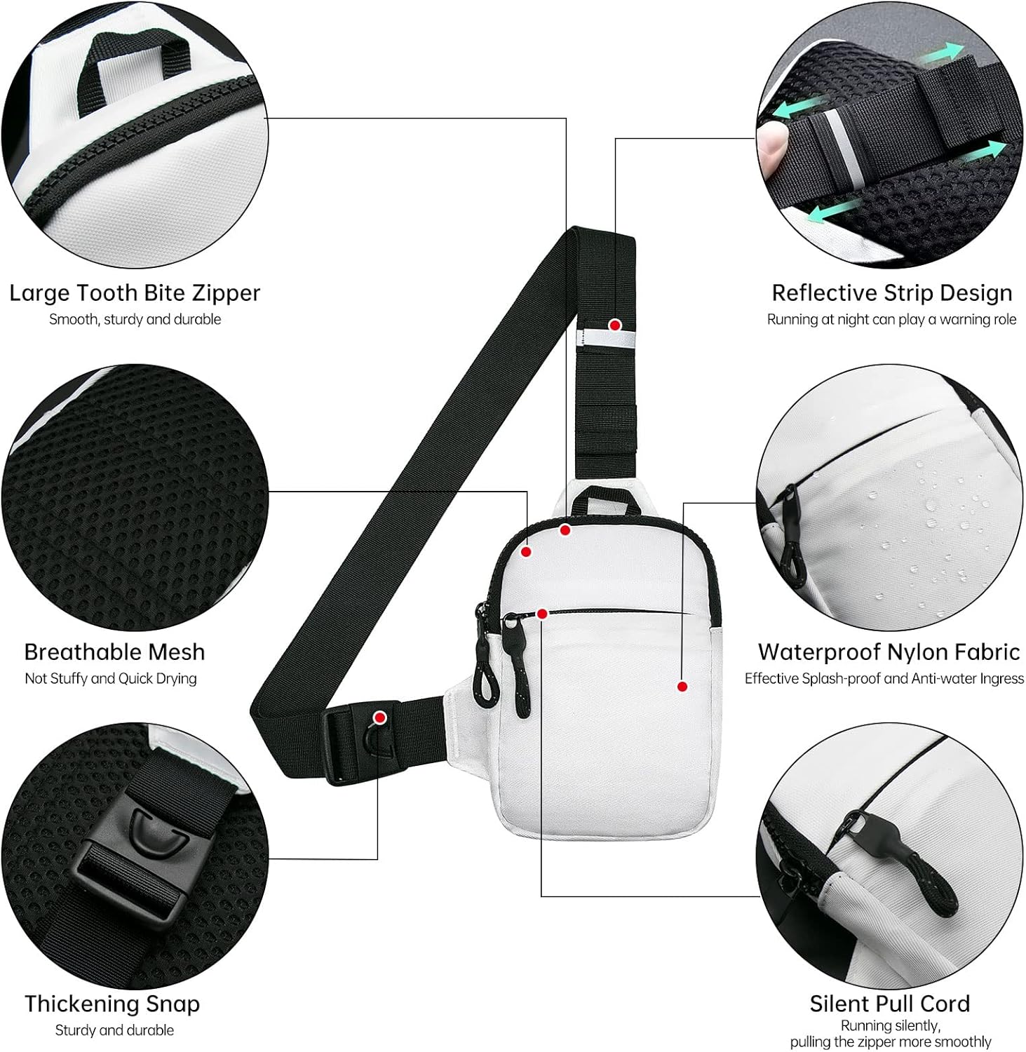 Detalle de Long Keeper Small Sling Bag Chest Bag – Waterproof Cross Body Phone Bag for Travel, Cycling and Everyday Use