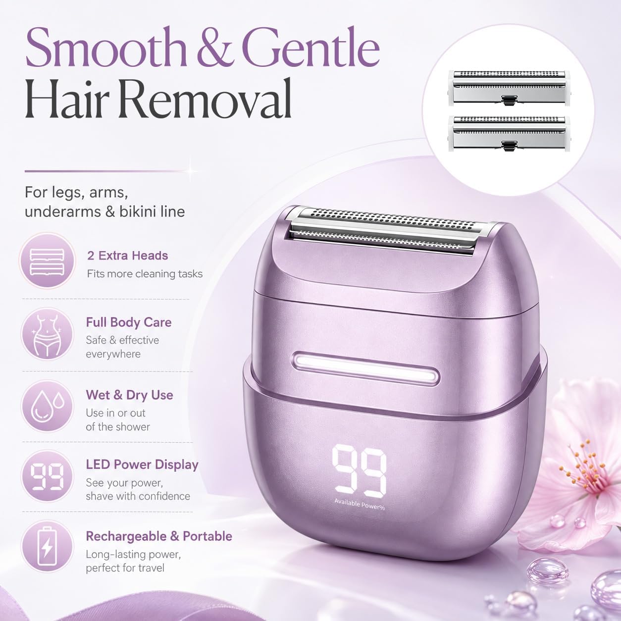 Detalle de UpperX Women's Electric Shaver with LED Display
