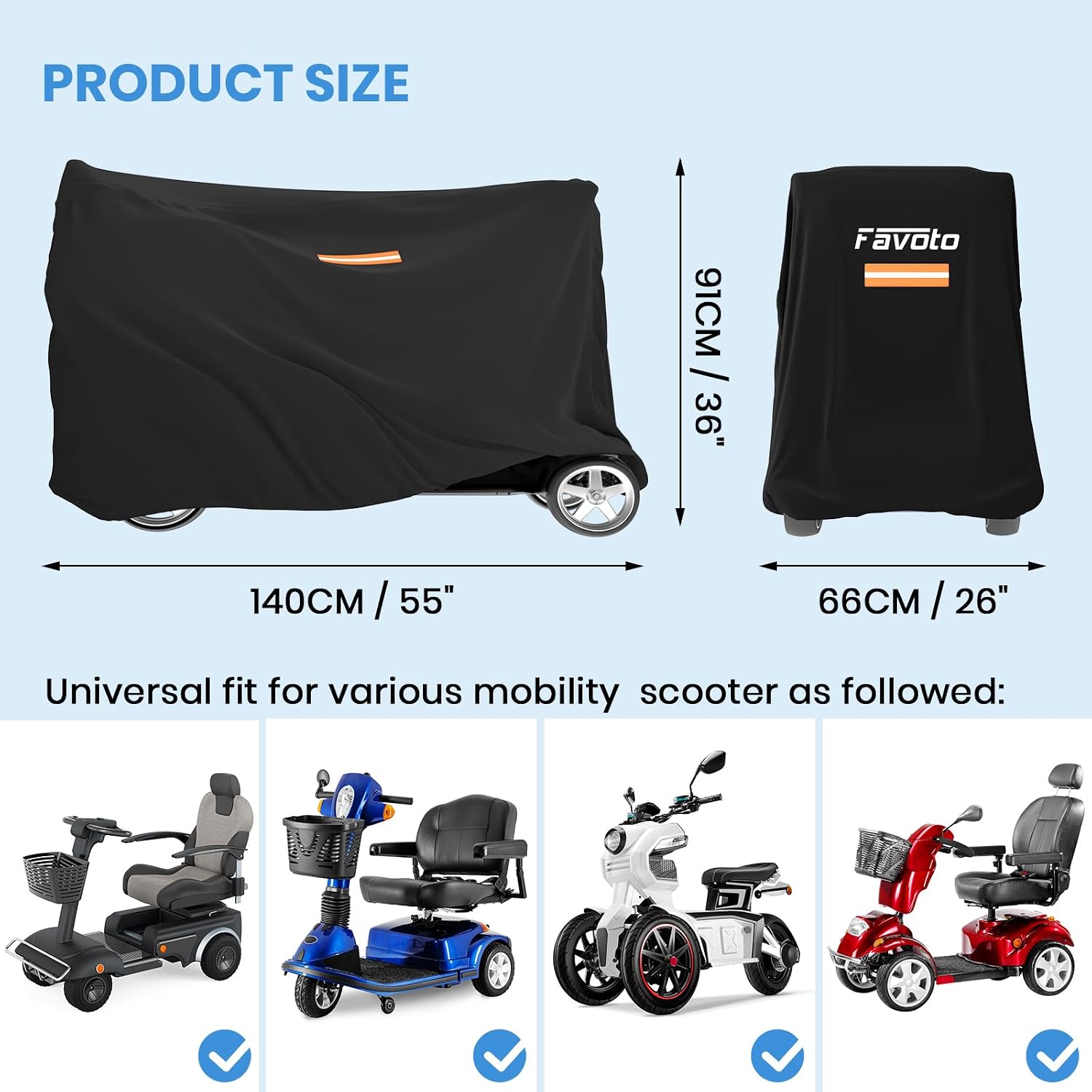 Thumbnail 6 de Favoto Mobility Scooter Cover 55x26x36 in