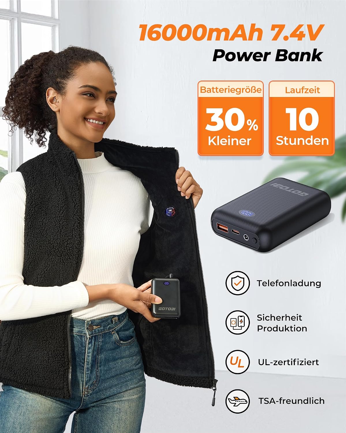 Thumbnail 4 de GOTOBI Beheizbare Fleece Weste 16000mAh