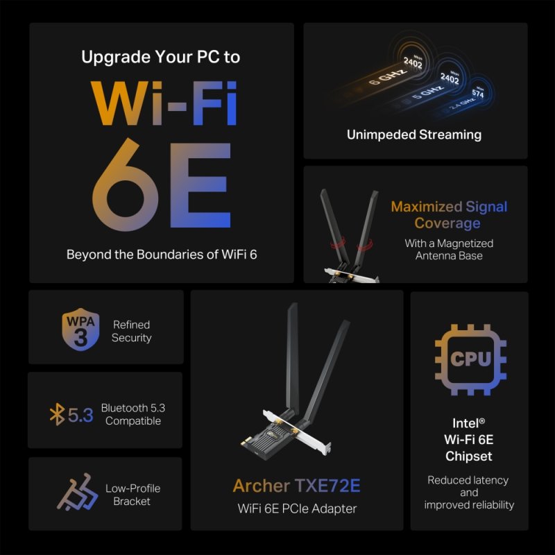 Thumbnail 3 de TP-Link Archer TXE72E Tarjeta de red AXE5400 WiFi 6E 📡