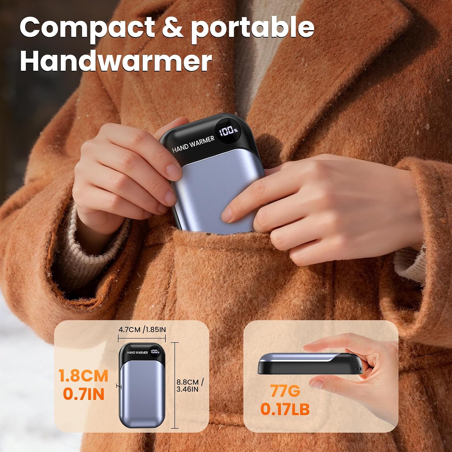 Thumbnail 4 de KQPZ Rechargeable Hand Warmers, 3000mAh 2-Pack with 4 Heat Settings