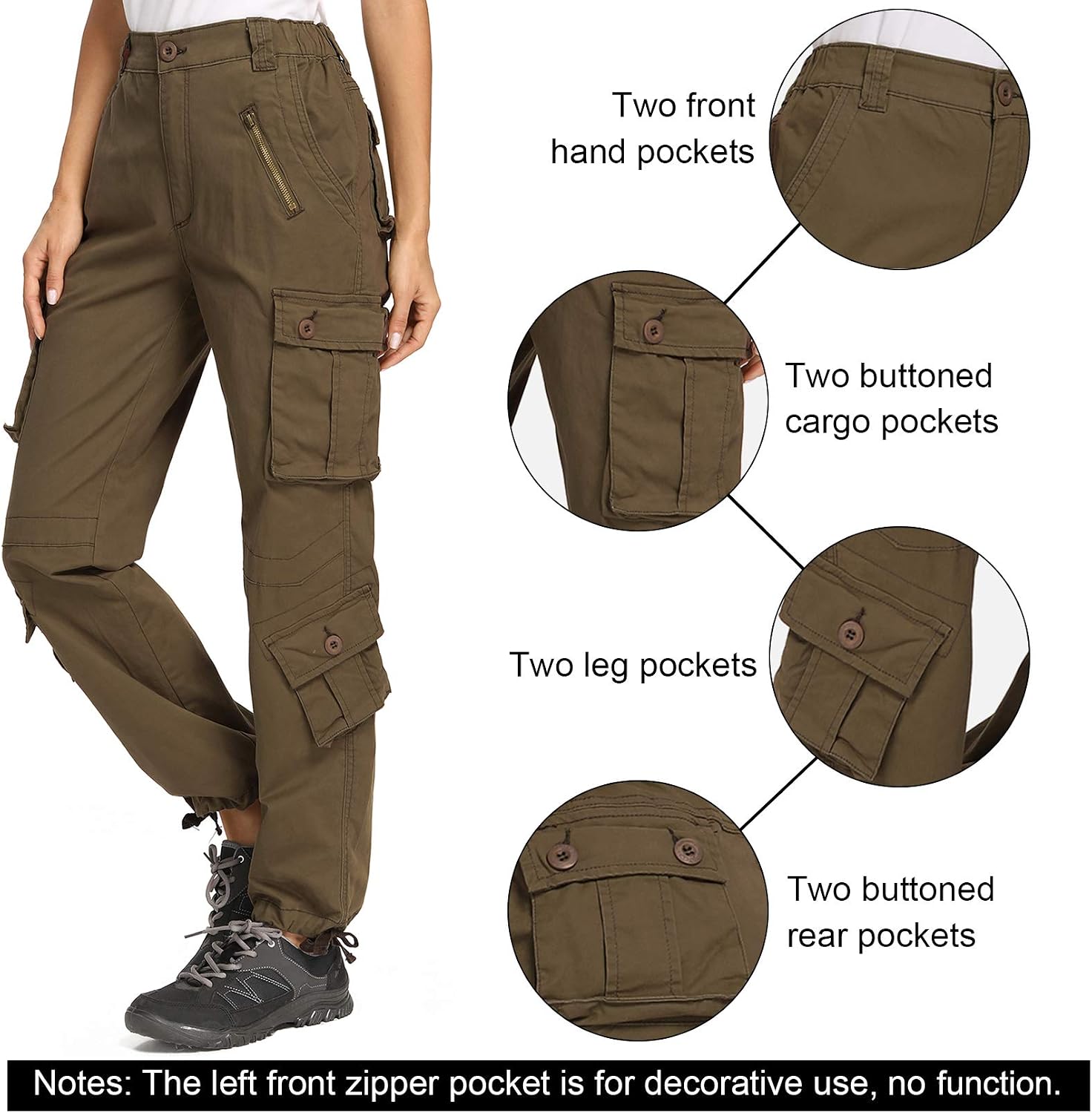 Detalle 2 de Jessie Kidden tactical cargo pants 8 pockets
