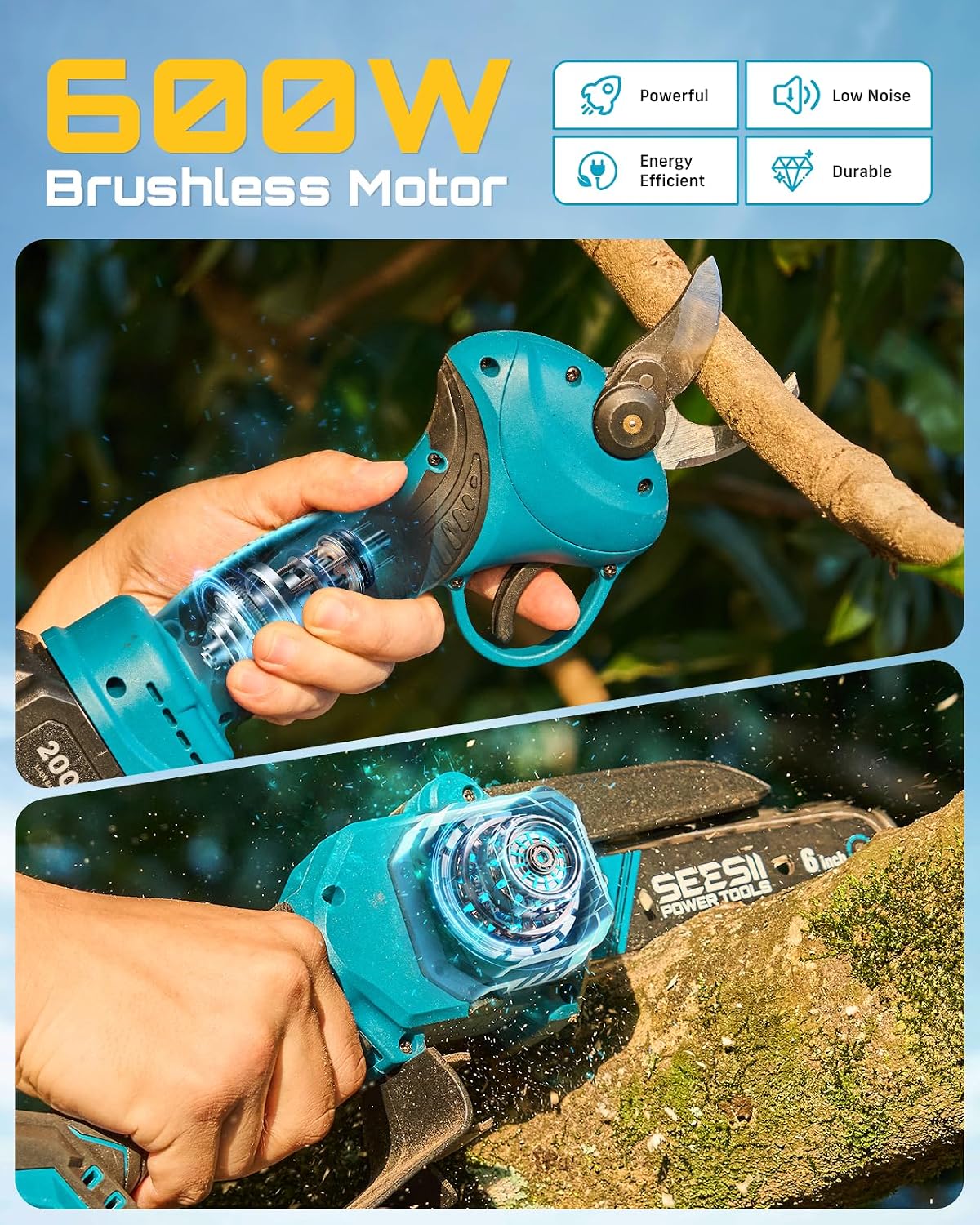 Detalle 2 de SEESII Gardening Tool Combo with 6-Inch Chainsaw