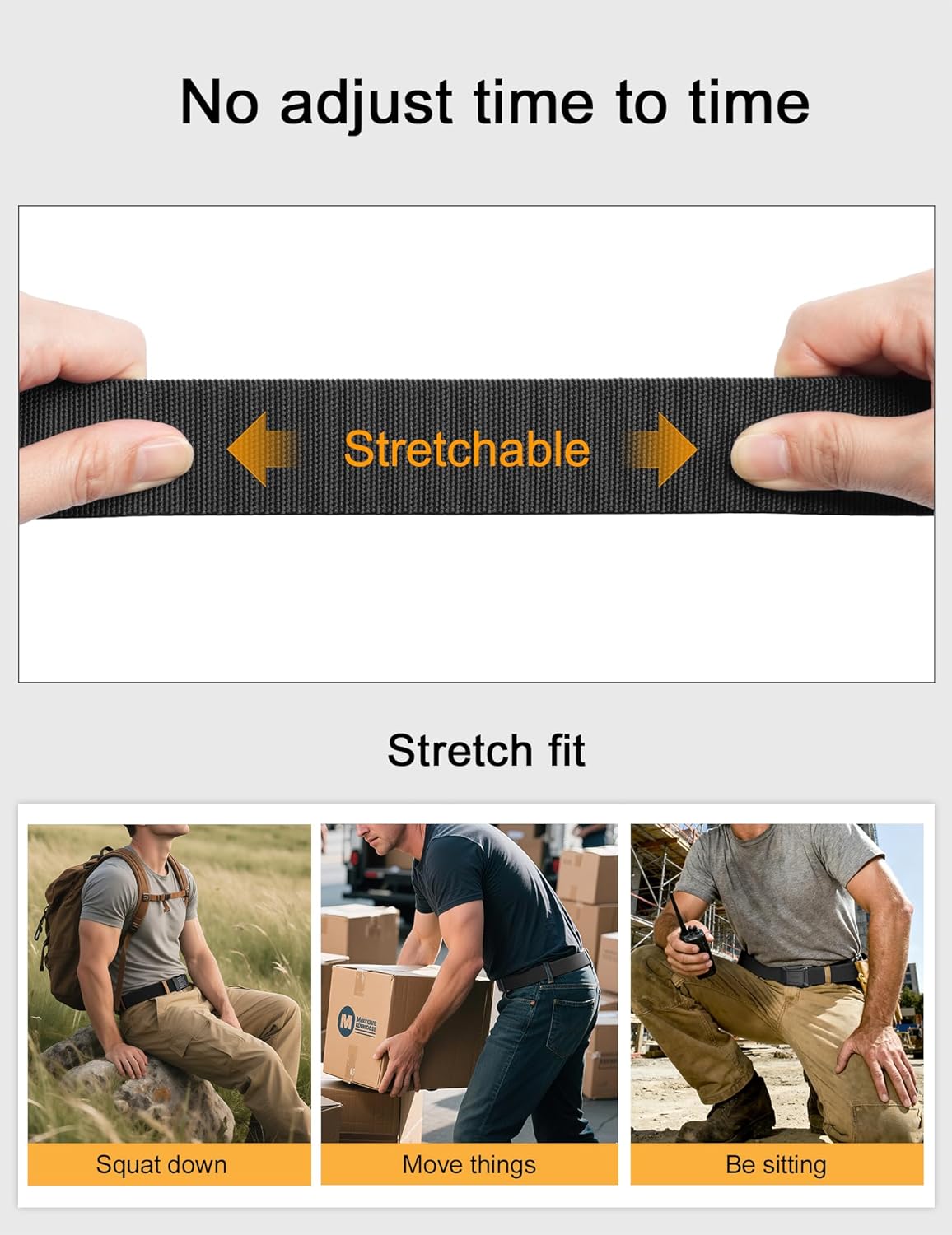 Thumbnail 3 de JUKMO Stretch Tactical Belt for Men: 1.5" Elastic Nylon Web with Quick Release