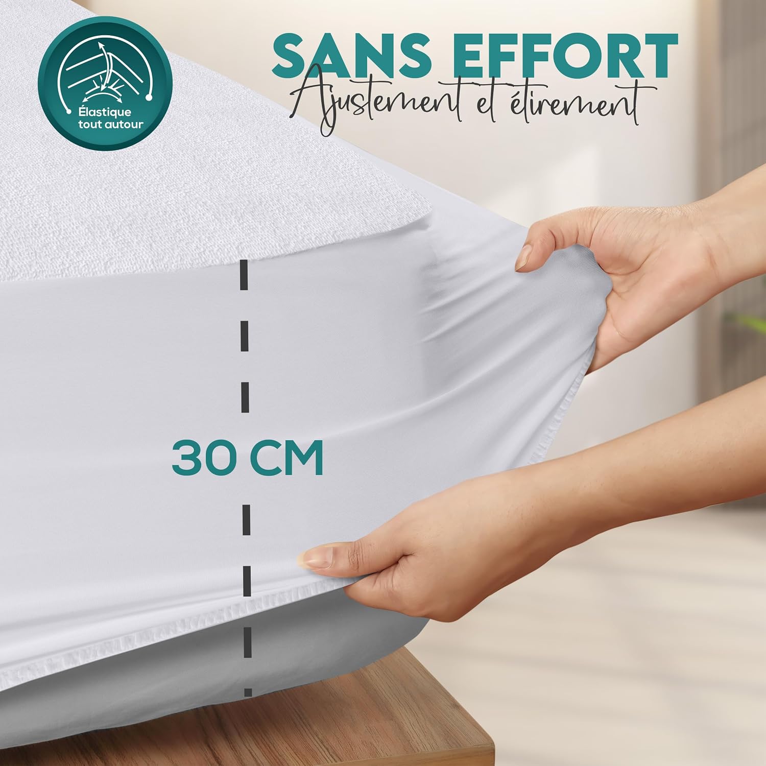 Detalle 2 de Protege Matelas Impermeable Utopia Bedding 160 x 200 cm, pour Matelas jusqu’à 40 cm d’épaisseur