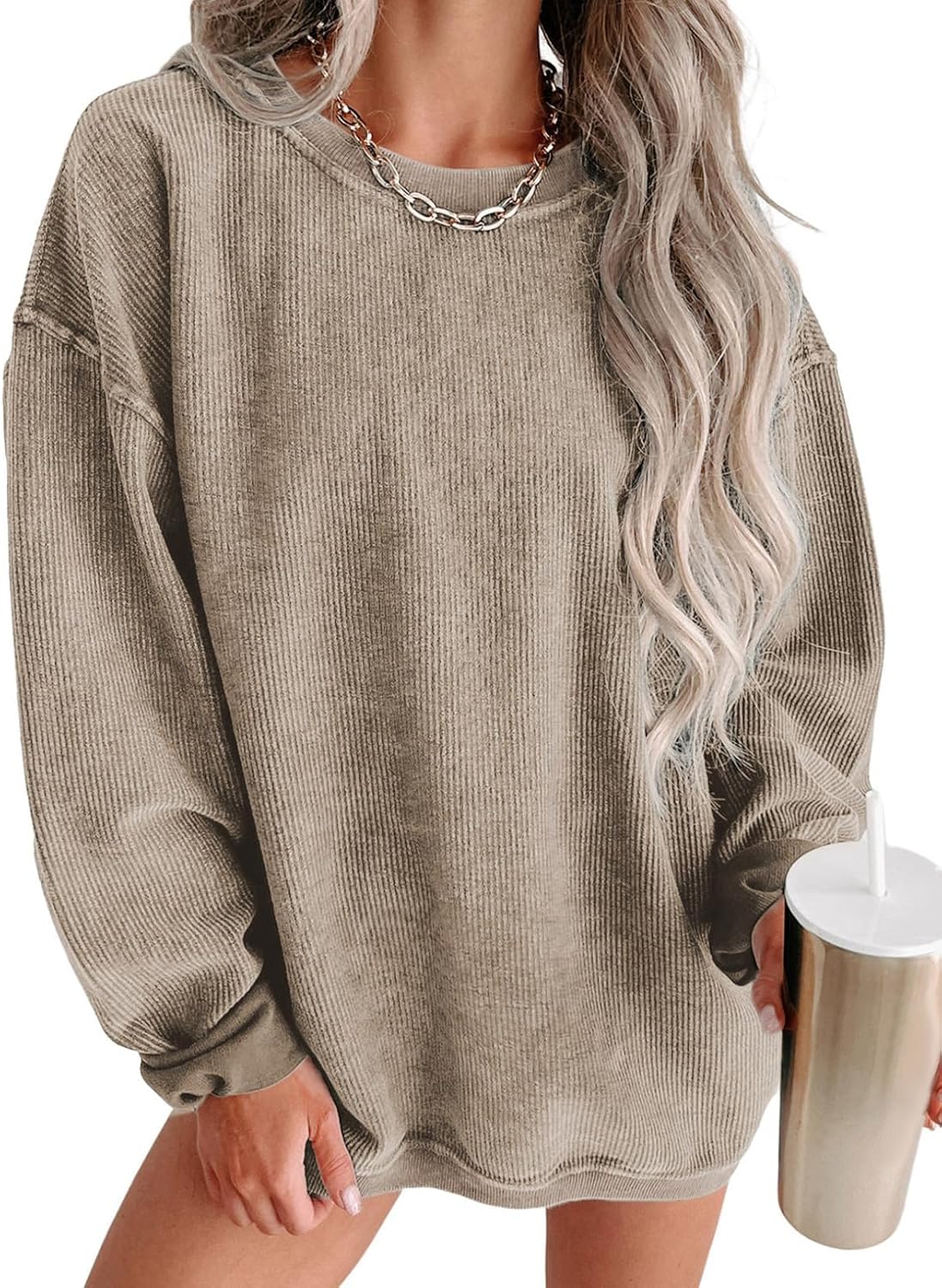 Thumbnail 6 de SHEWIN Women's Oversized Sweatshirt, Corduroy