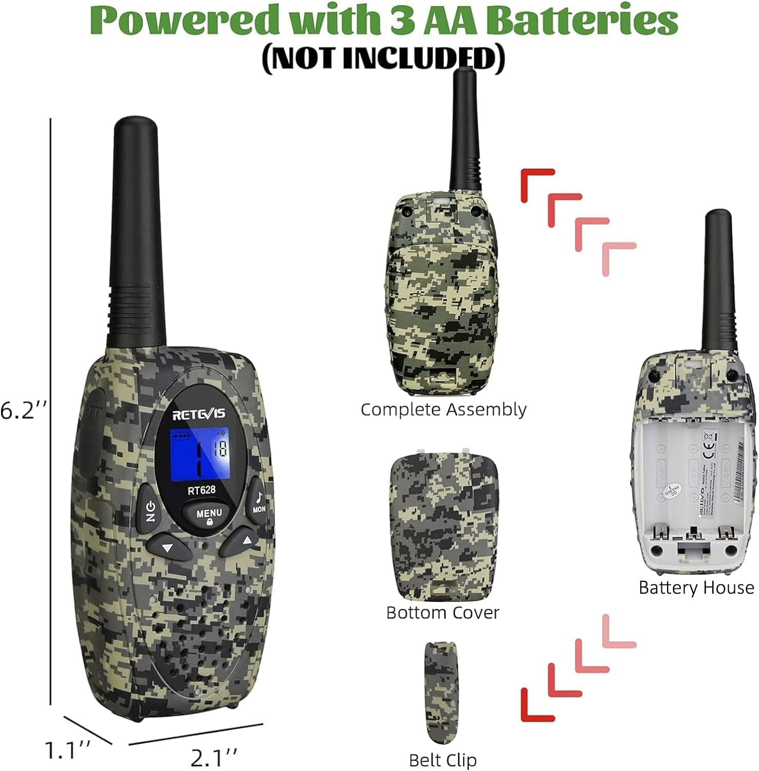 Detalle 2 de Retevis RT628 Walkie Talkies Niños 8 canales