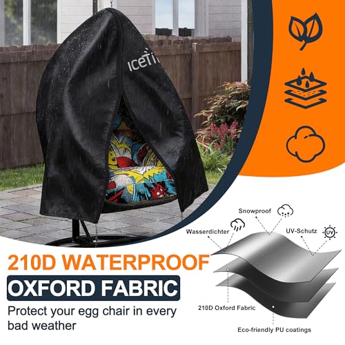 Thumbnail 2 de Icetimer Upgraded Egg Chair Cover Waterproof 190x115cm