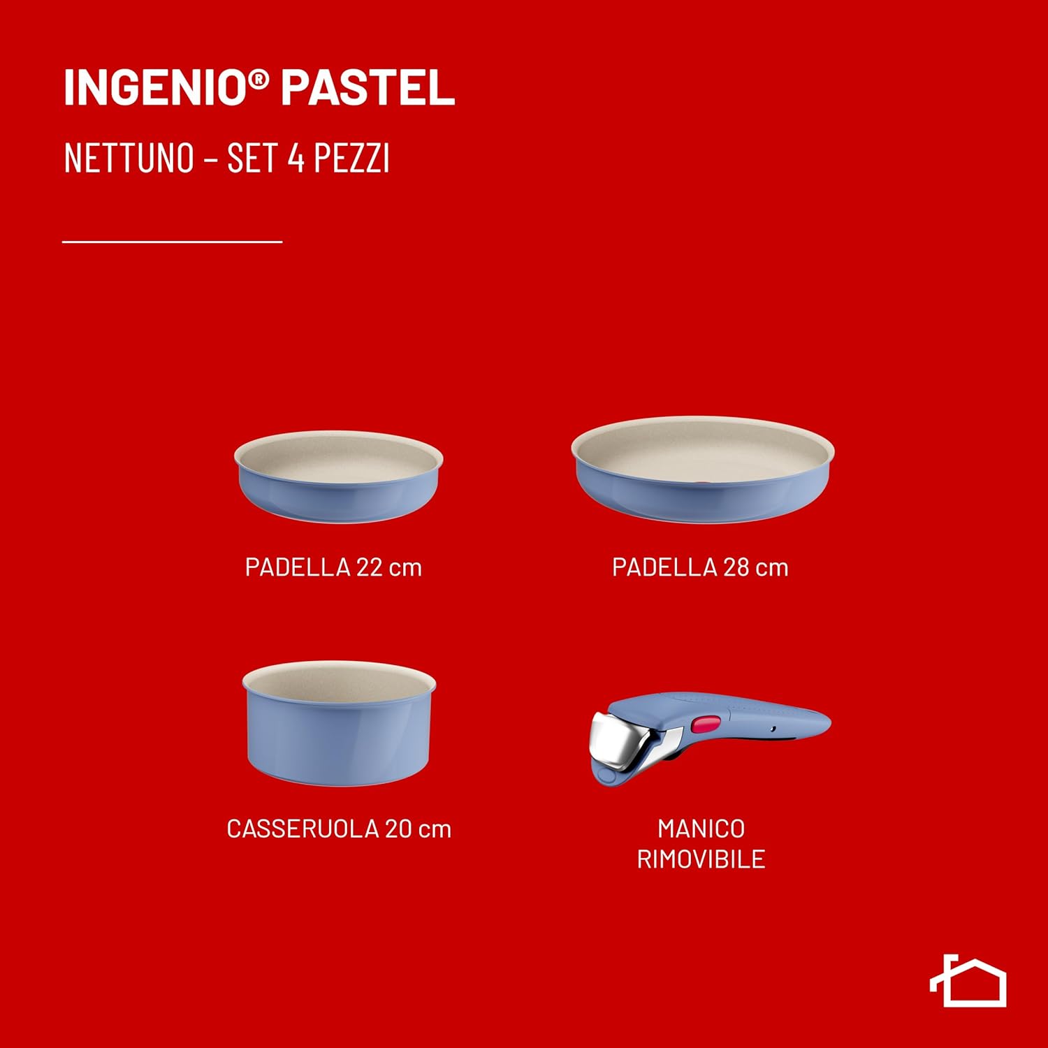 Thumbnail 1 de Lagostina Ingenio Pastel 4 Pezzi Padelle Rimovibili