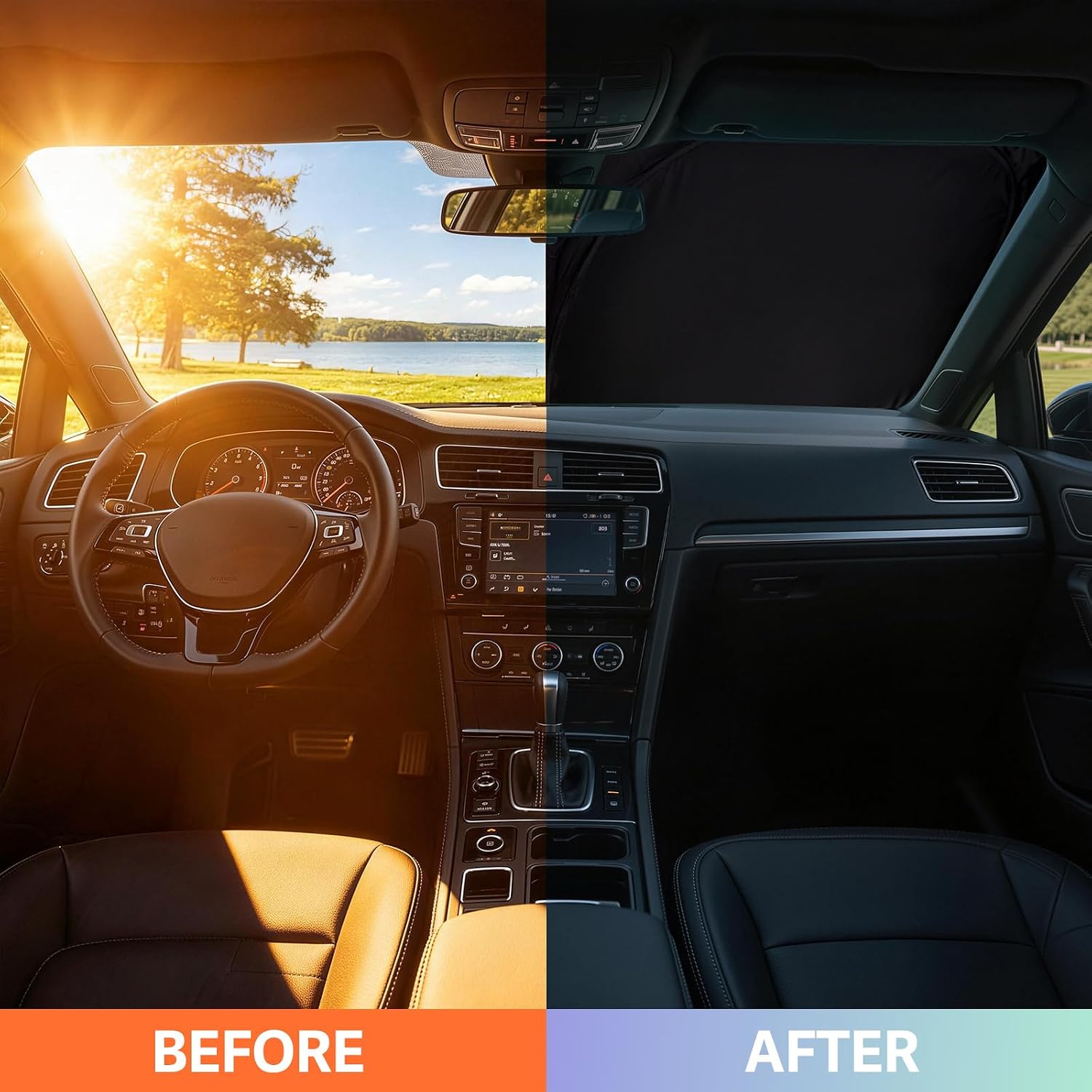 Thumbnail 2 de XCBYT Sonnenschutz Auto Frontscheibe für VW Caddy – faltbare Frontscheibenblende mit UV-Schutz