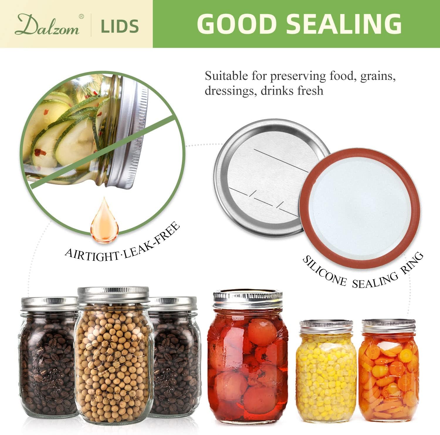 Thumbnail 1 de Dalzom 48Pcs canning lids with rings