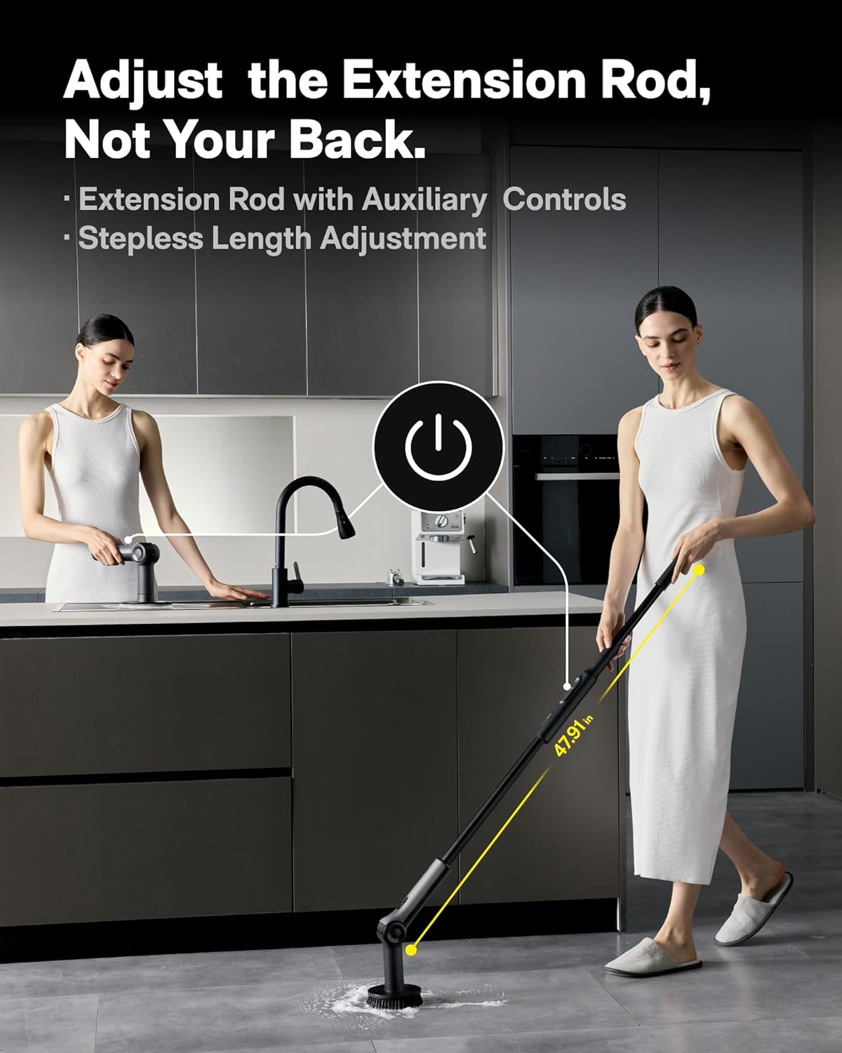 Thumbnail 5 de HOTO Flexi Cordless Electric Spin Scrubber with Adjustable Angle and Extendable Handle