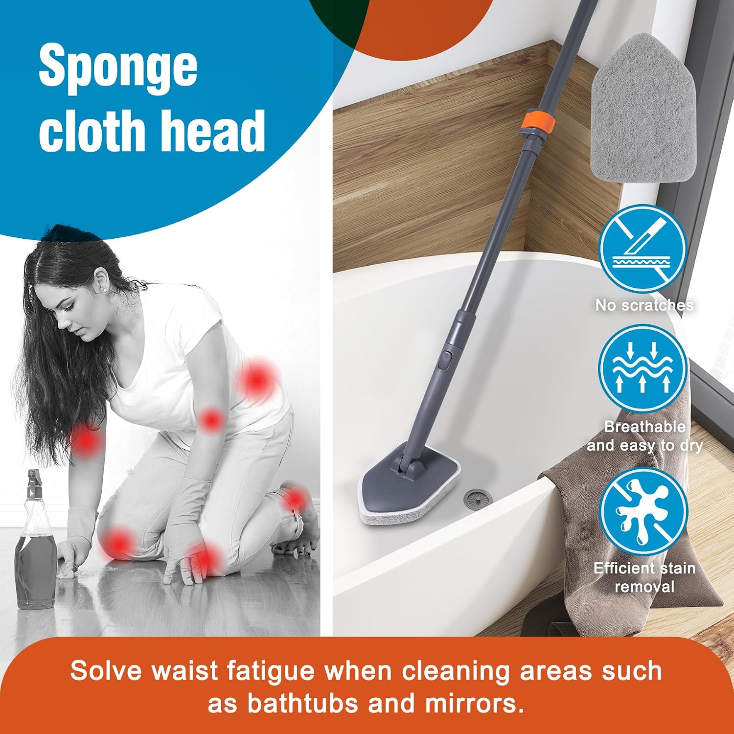 Thumbnail 1 de CLEANHOME ZJUS-SJS02-5 Tub and Tile Scrubber Brush, 3-in-1, 56-Inch Handle