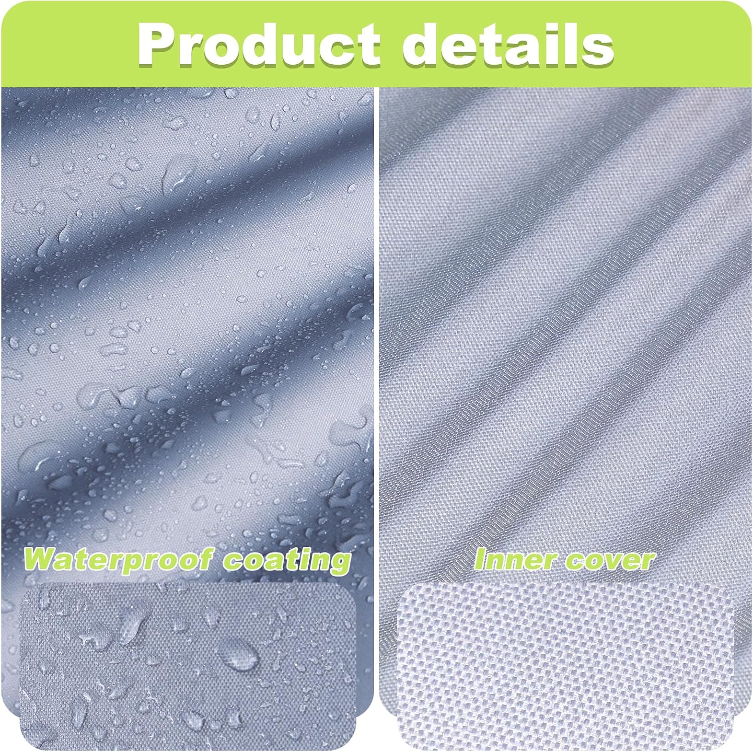Detalle de Ricyea waterproof garden stacking chair cover (210D Oxford fabric), 2 pack, grey