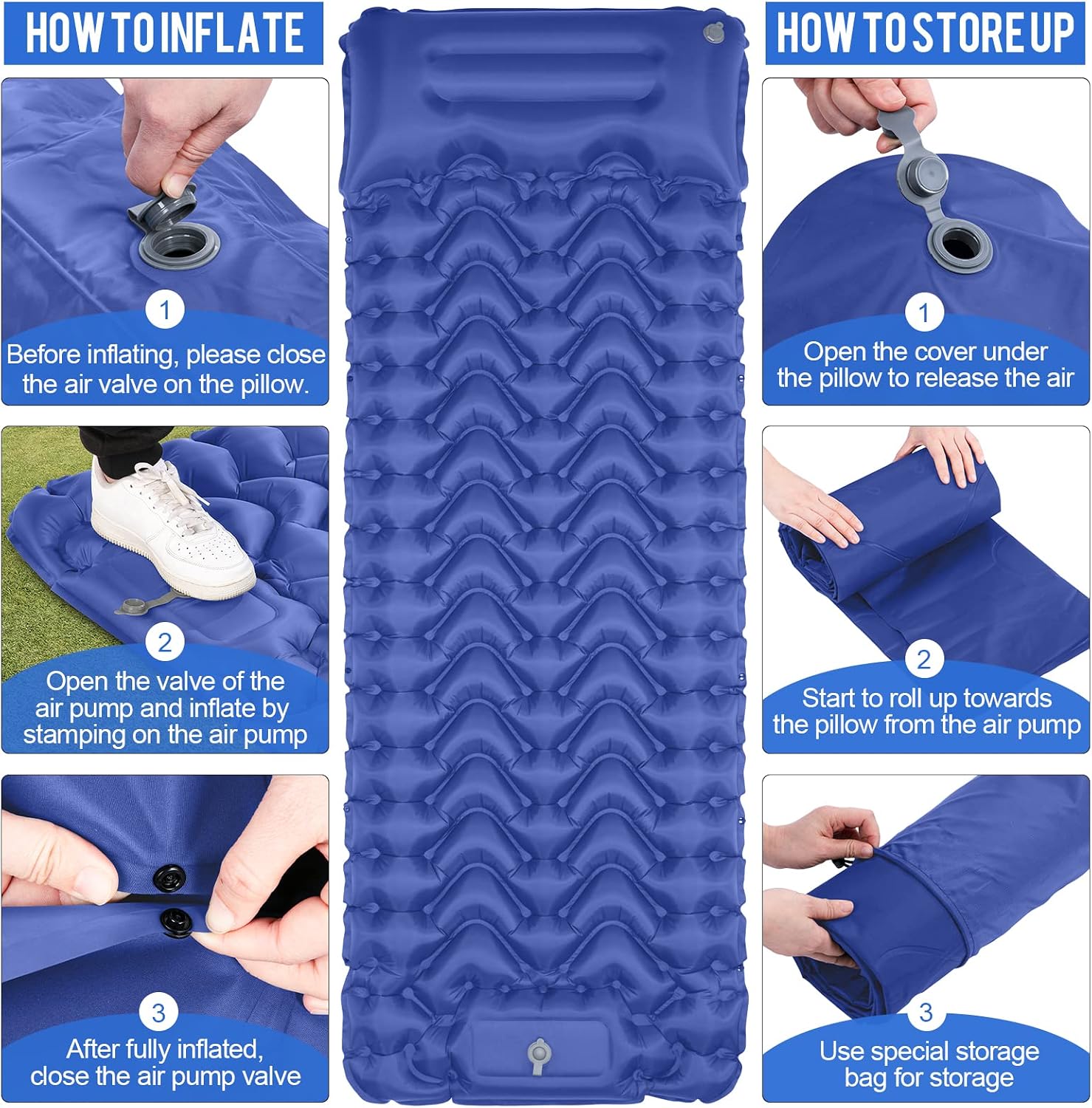 Thumbnail 3 de MOXILS DM-SLP02 Inflatable Sleeping Pad with Built-In Foot Pump