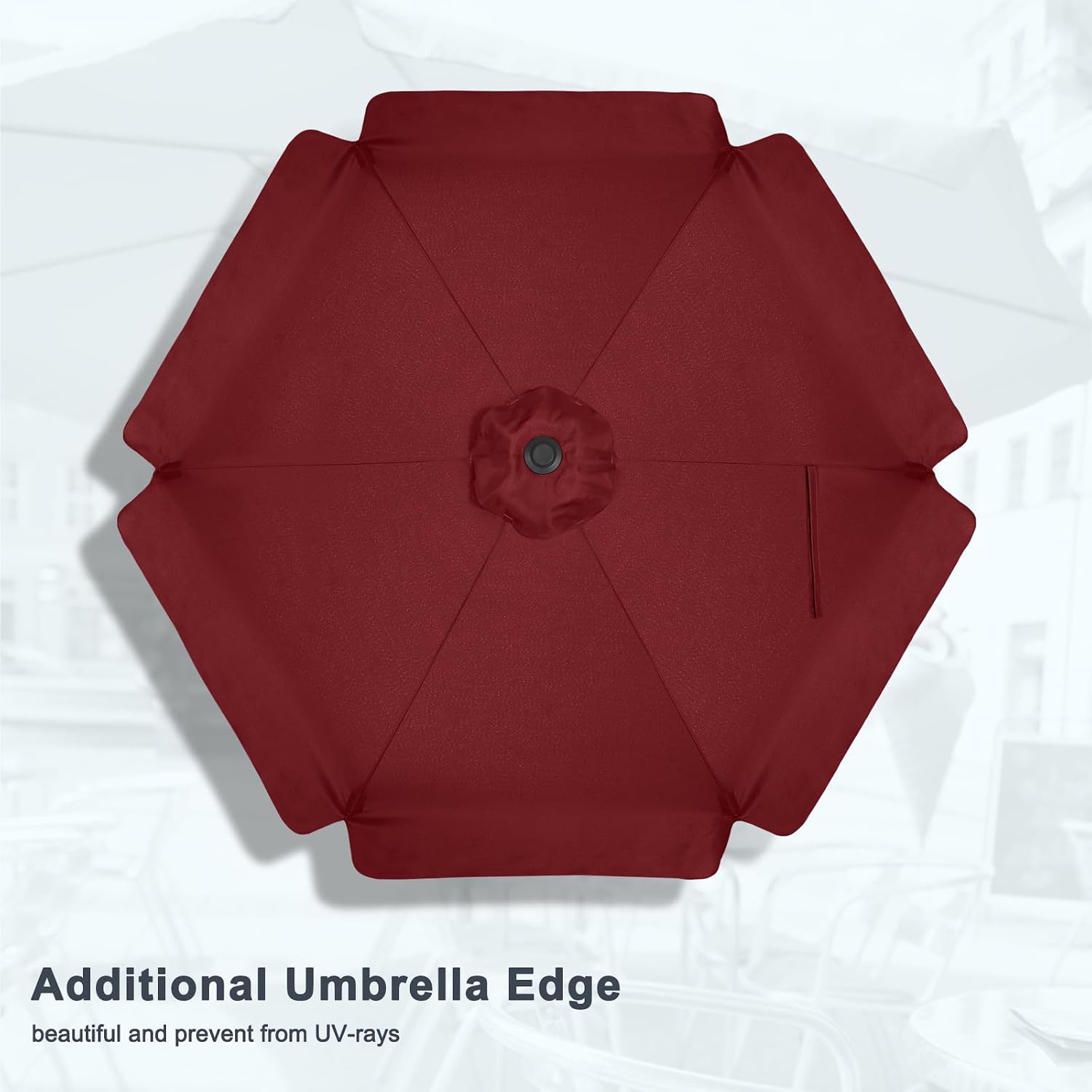 Thumbnail 6 de MasterCanopy Valance 2.3M Patio Umbrella for Outdoor Table in Burgundy