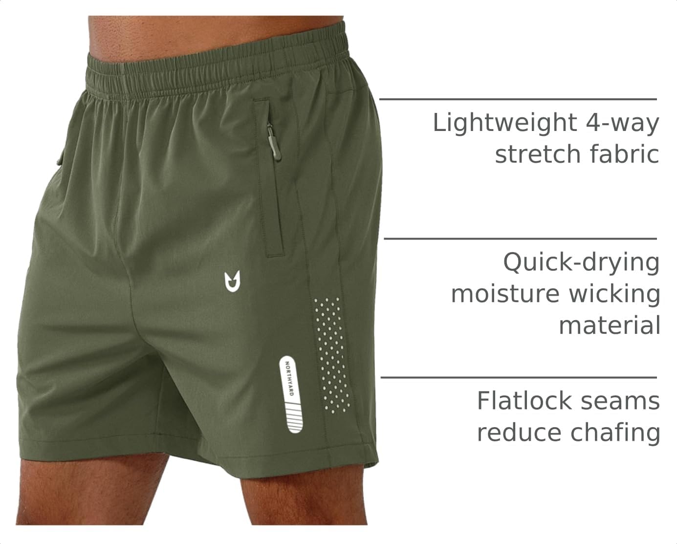 Detalle 2 de NORTHYARD Men's Athletic Running Shorts, 5", 7", or 9" Inseams, Zip Pockets