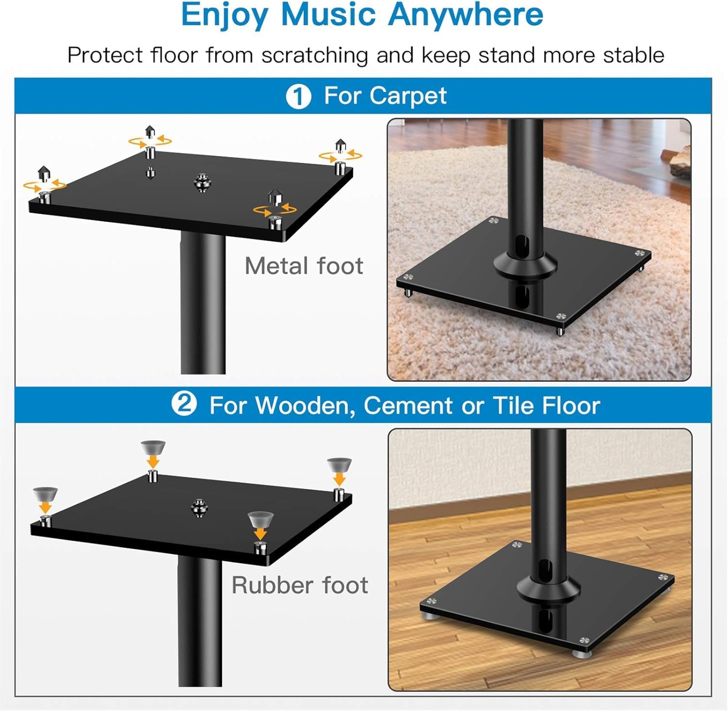Thumbnail 4 de PERLESMITH Speaker Stands 27.56-Inch
