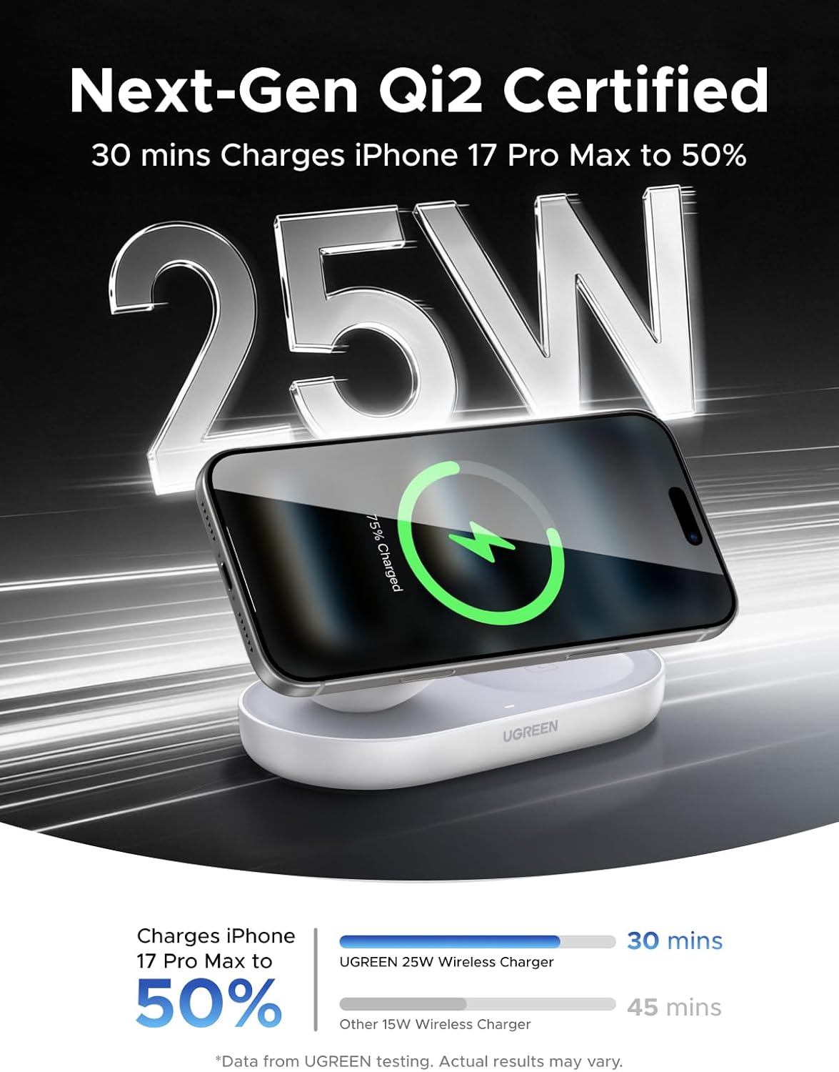 Thumbnail 2 de UGREEN Zapix Chargeur induction iPhone Qi2 25W 2-en-1 (compatible MagSafe) pour iPhone & AirPods