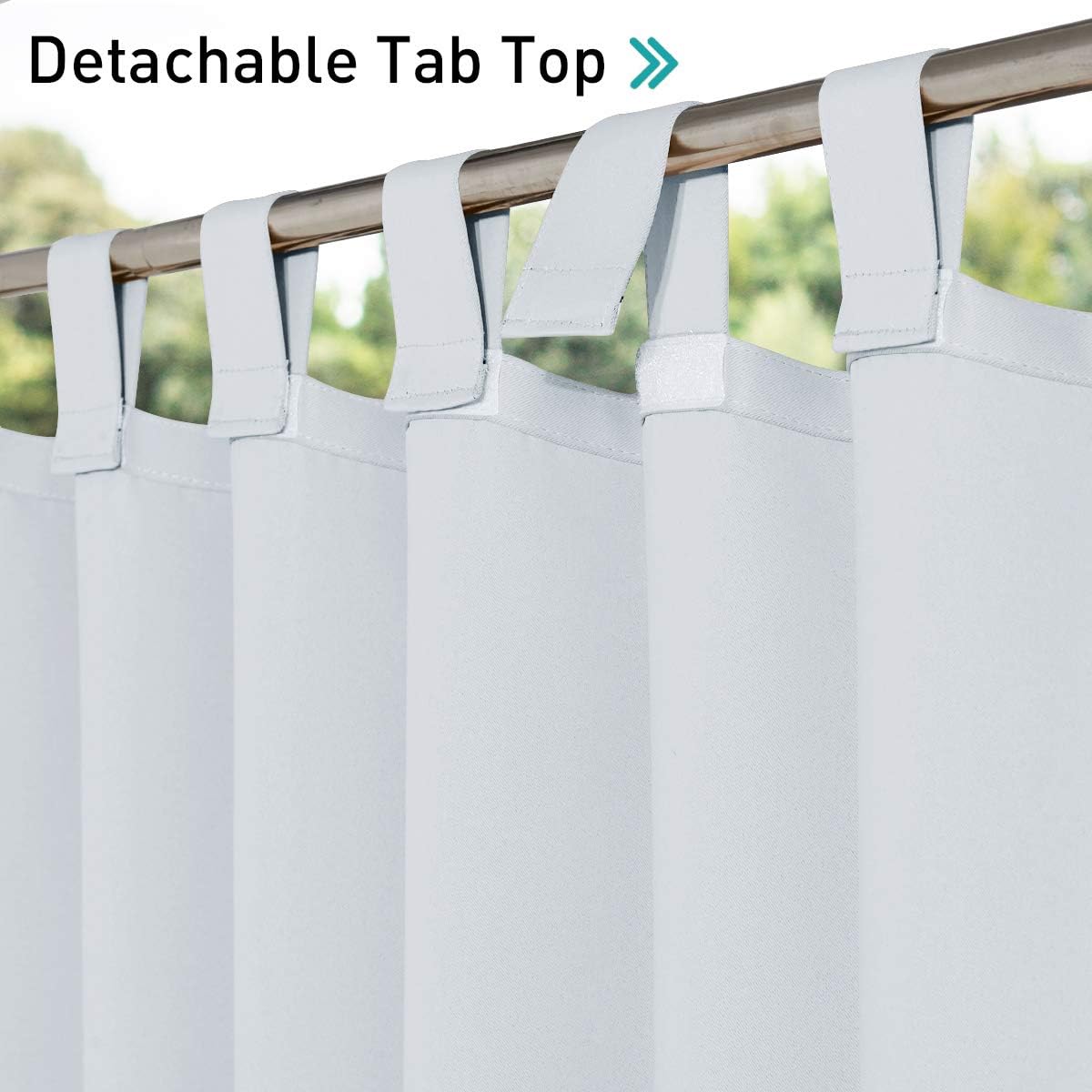 Detalle de NICETOWN NTUSOCST1SD Outdoor Curtains, Waterproof, 52 x 108, Greyish White