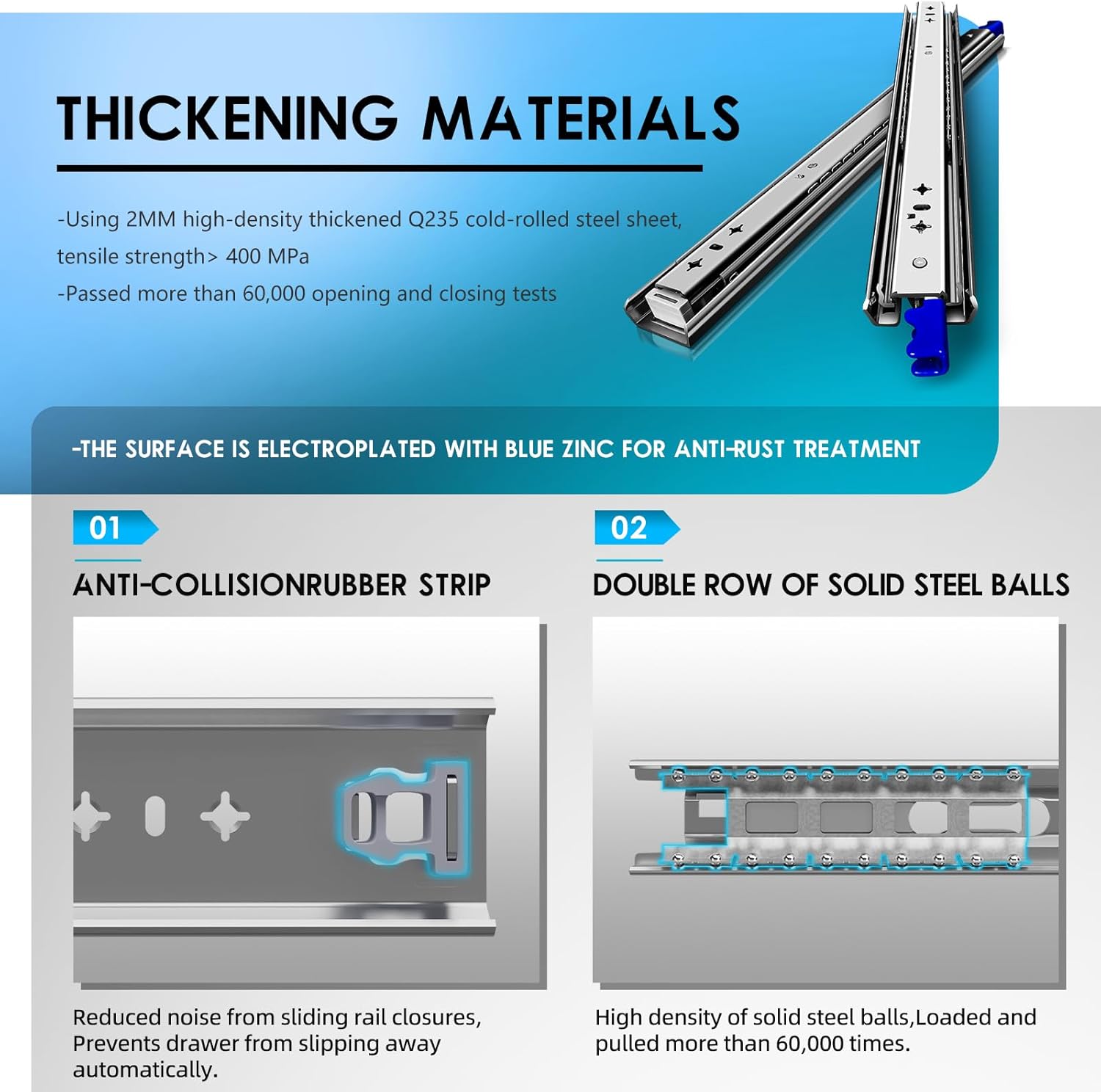 Thumbnail 4 de AOLISHENG Guide per cassetti pesanti con serratura, carico 120 kg 🛠️