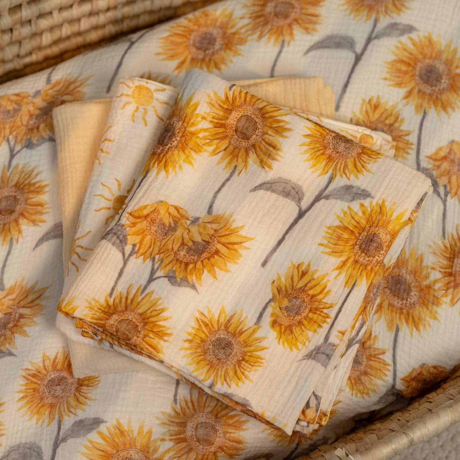 Thumbnail 3 de Muslin Swaddle Blankets for Newborn, 3 Pack – Sunflower