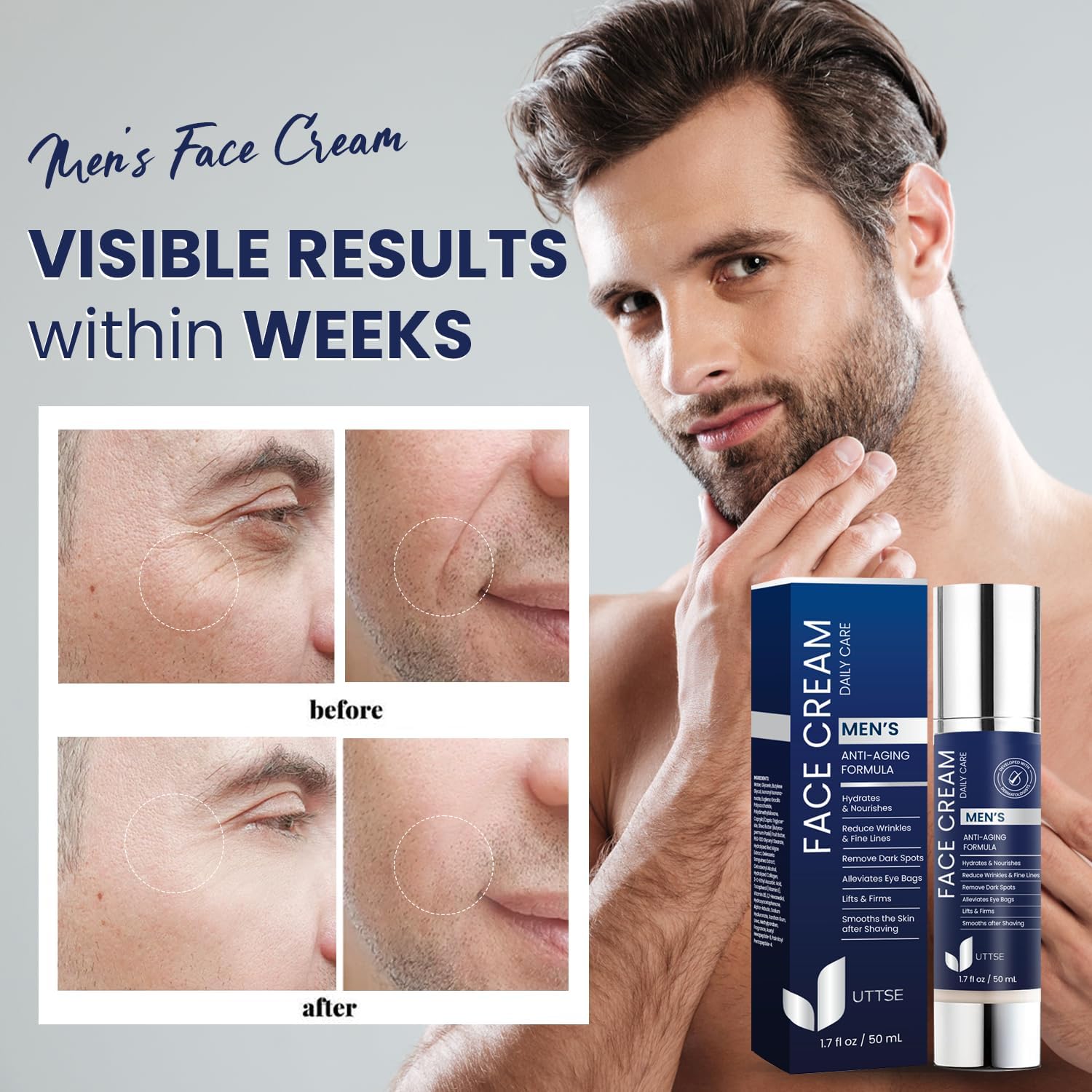 Thumbnail 2 de Uttse 6-in-1 Men's Face Moisturizer: 1.7 fl oz for Eyes, Skin, and Hydration