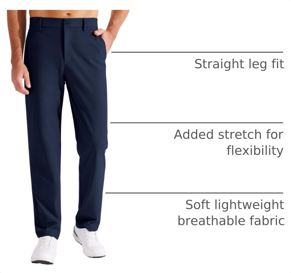 Detalle de Libin Men's Golf Pants Classic Fit: Stretch Lightweight Flat-Front Dress Pants
