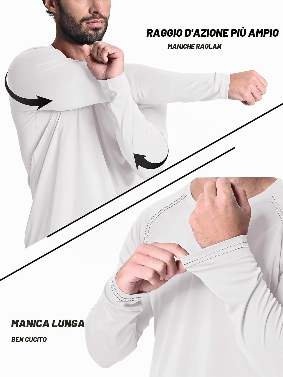 Thumbnail 2 de KEFITEVD Maglietta a Maniche Lunghe UPF 50+ per Escursionismo Uomo