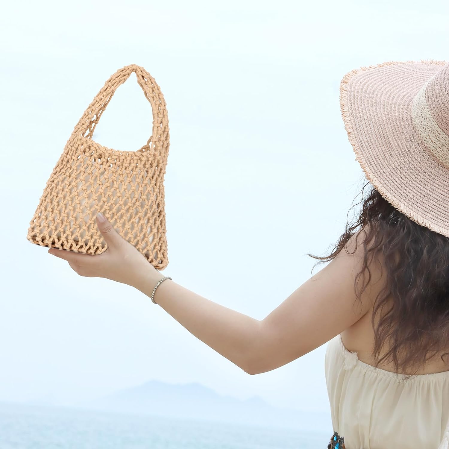 Thumbnail 1 de EVEOUT Gewebte Clutch Tasche – Kleine Häkelmesh-Tasche für Damen
