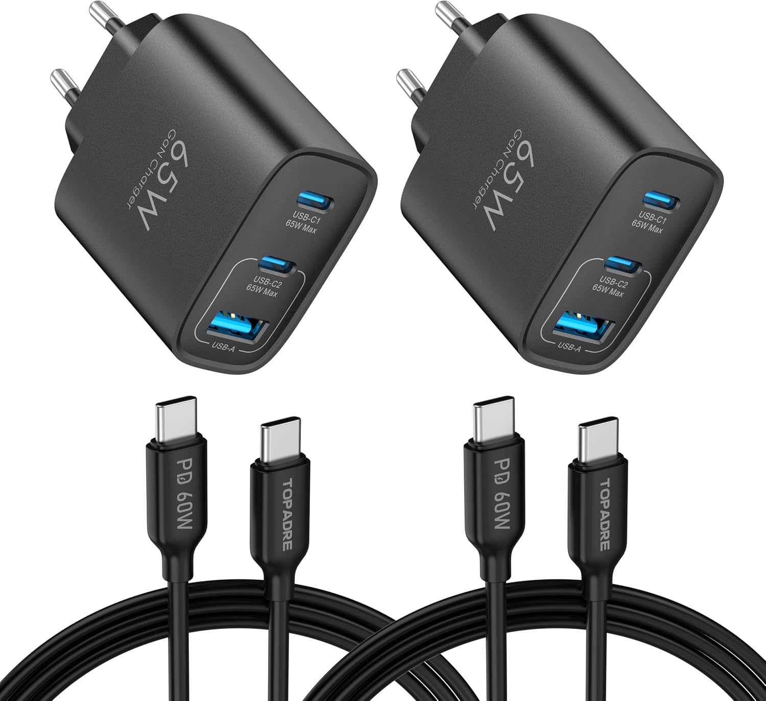 Detalle de TOPADRE USB C Ladegerät 65 W 2er-Pack