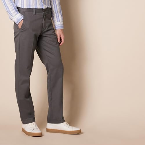 Detalle de Amazon Essentials Men's Straight Fit Wrinkle-Resistant Chino Trousers — Grey, 33W / 32L
