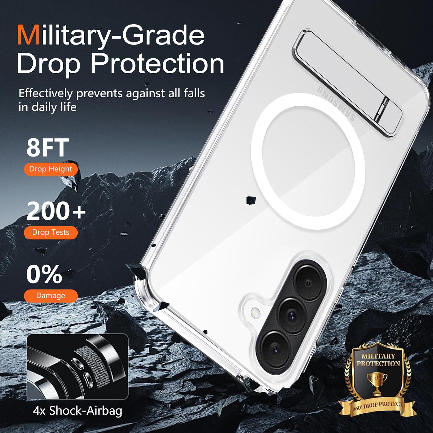 Detalle de XTCASE Coque magnétique pour Samsung Galaxy A27 – Transparente, anti-choc et support Invisible