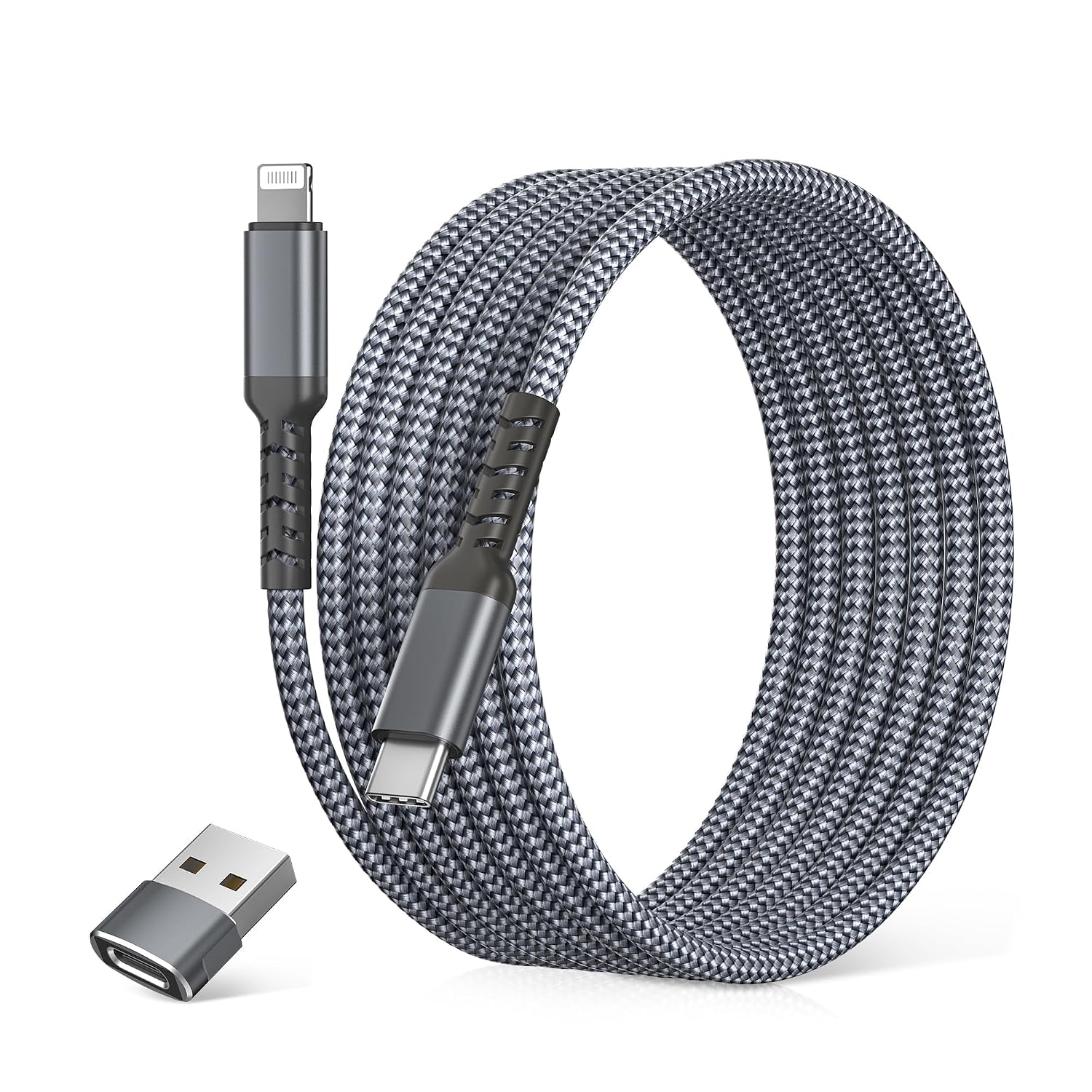 Detalle de Elebase USB-C to Lightning Car Charger Cable 1M with USB A Adapter for Apple Devices