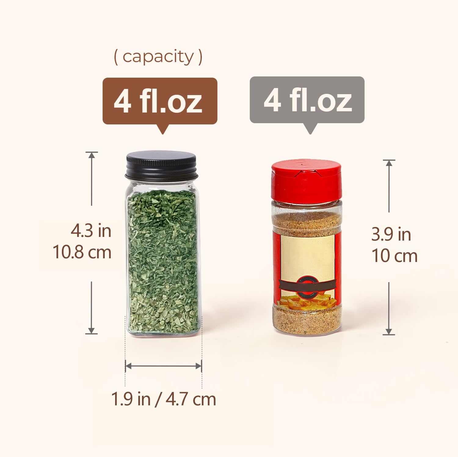 Detalle 2 de ComSaf Aesthetic Minimalist Glass Spice Jars with Labels — 24 Pcs, 4oz with 93 Labels and Extras